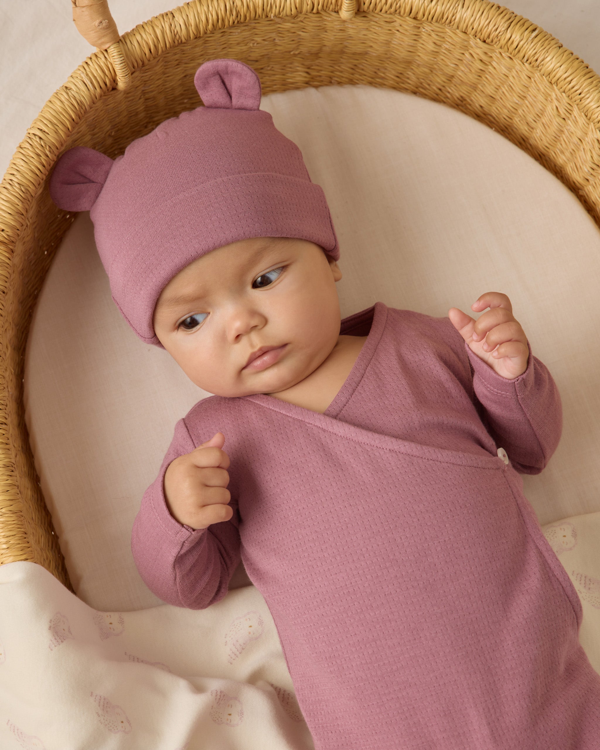 Pointelle Wrap Footie || Mulberry
