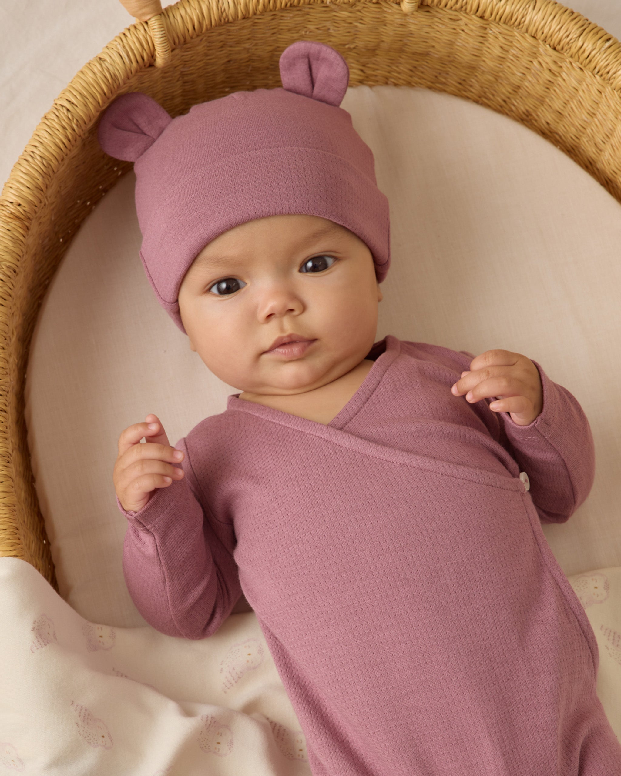 Pointelle Wrap Footie || Mulberry