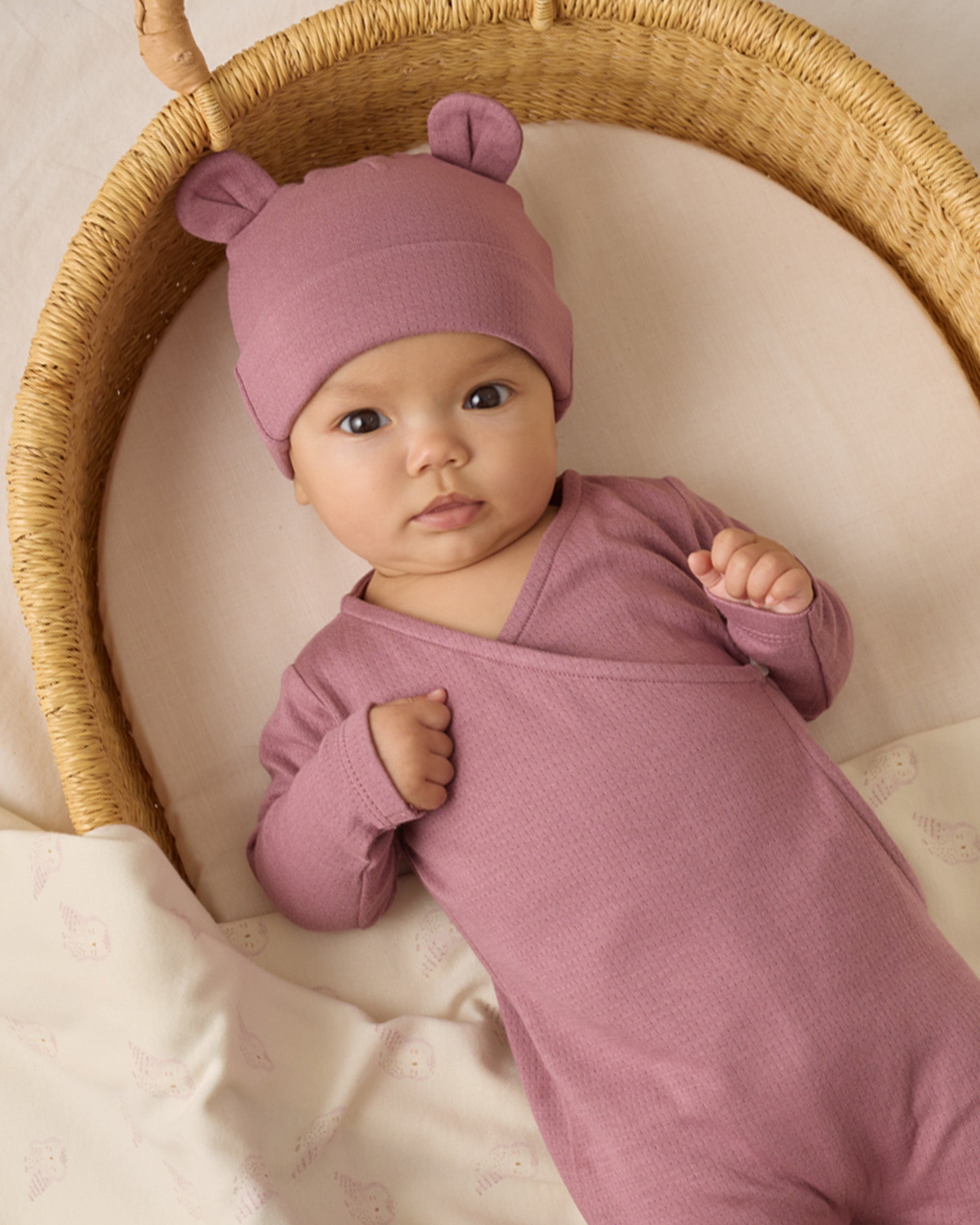Pointelle Wrap Footie || Mulberry