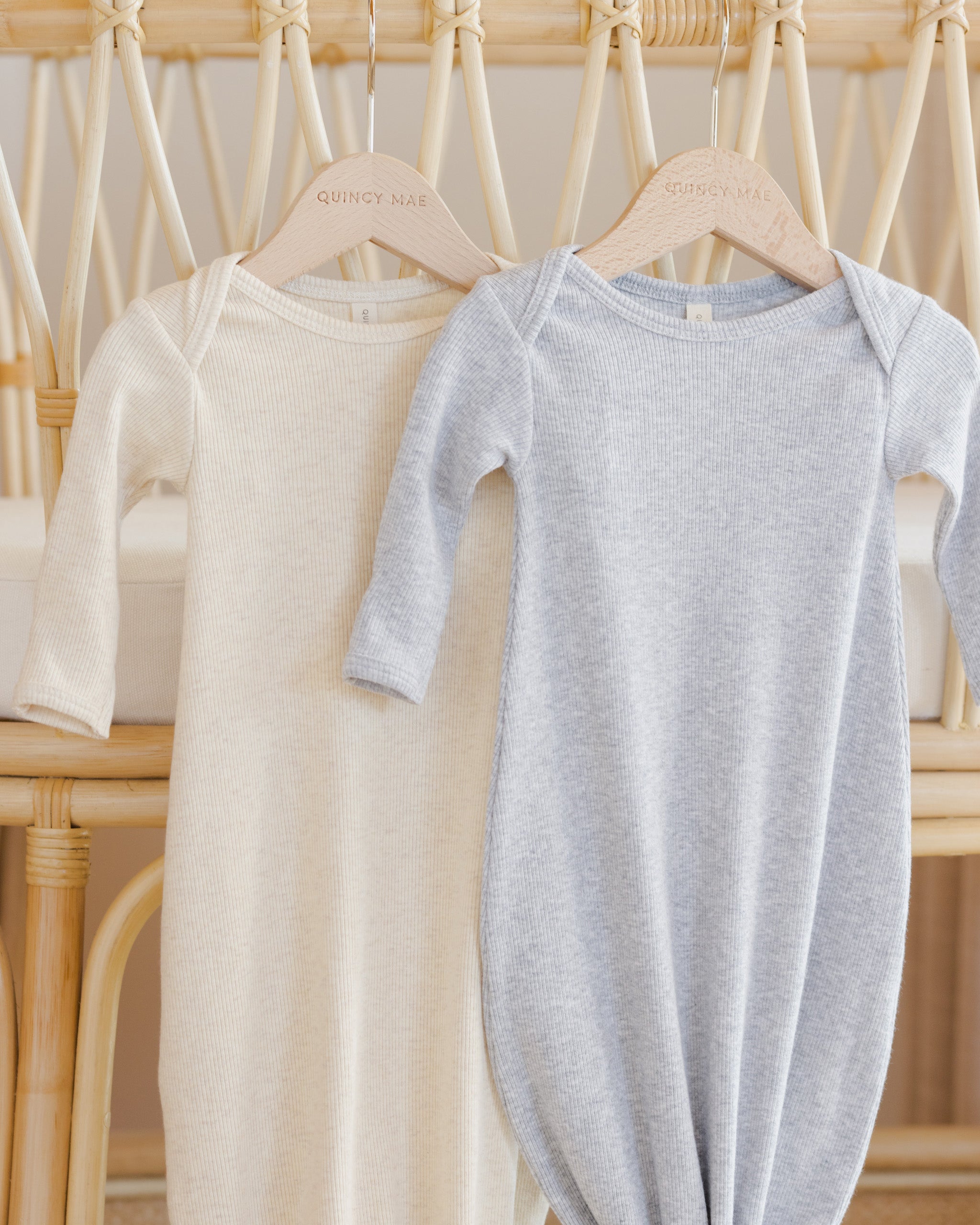 Knotted Baby Gown + Hat || Dusty Blue