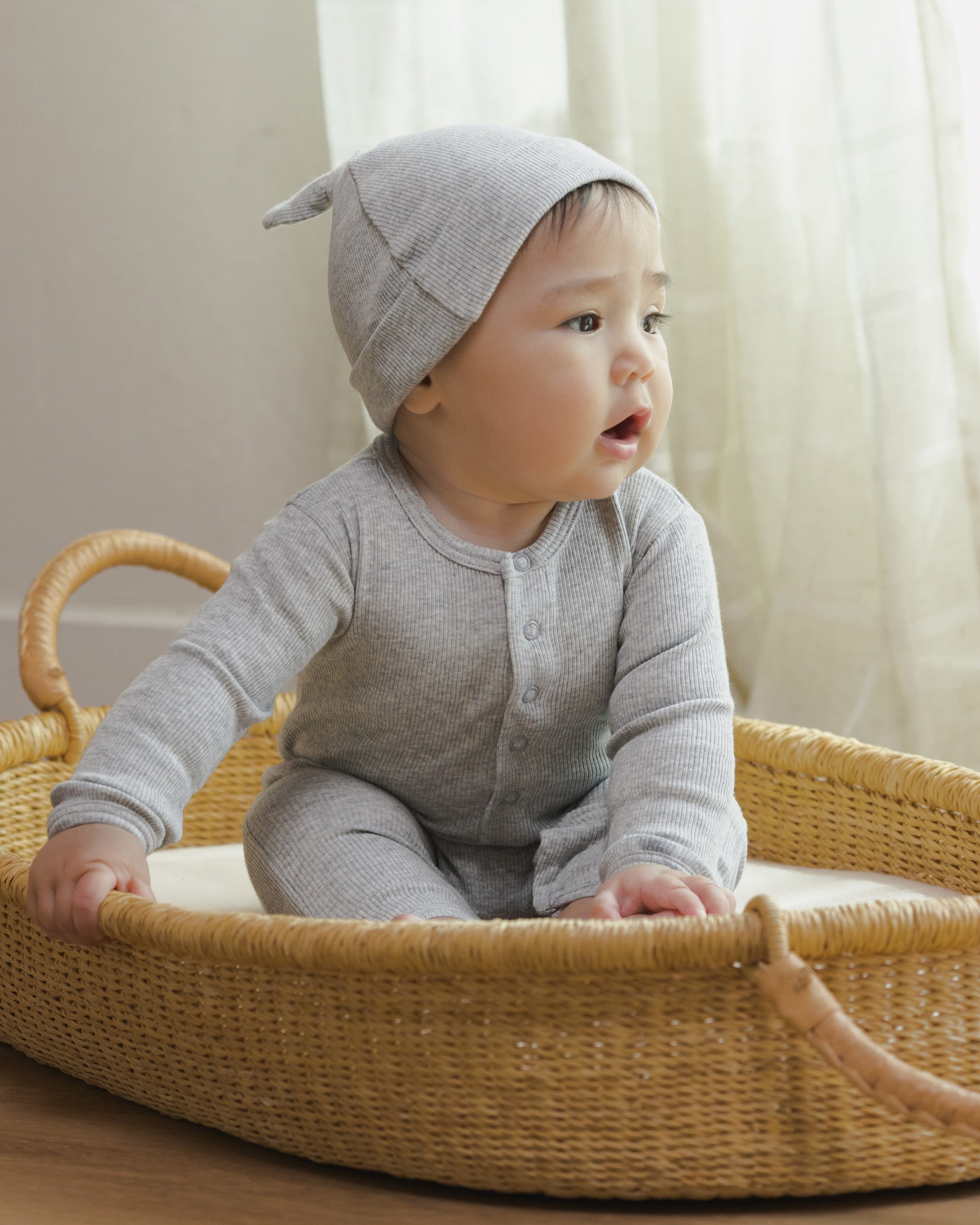 Ribbed Baby Jumpsuit || Dusty Blue