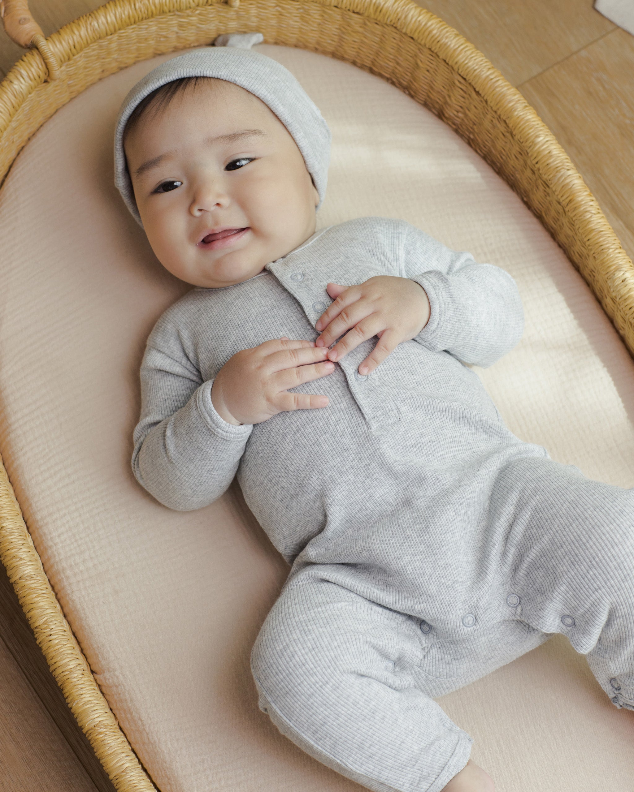 Ribbed Baby Jumpsuit || Dusty Blue