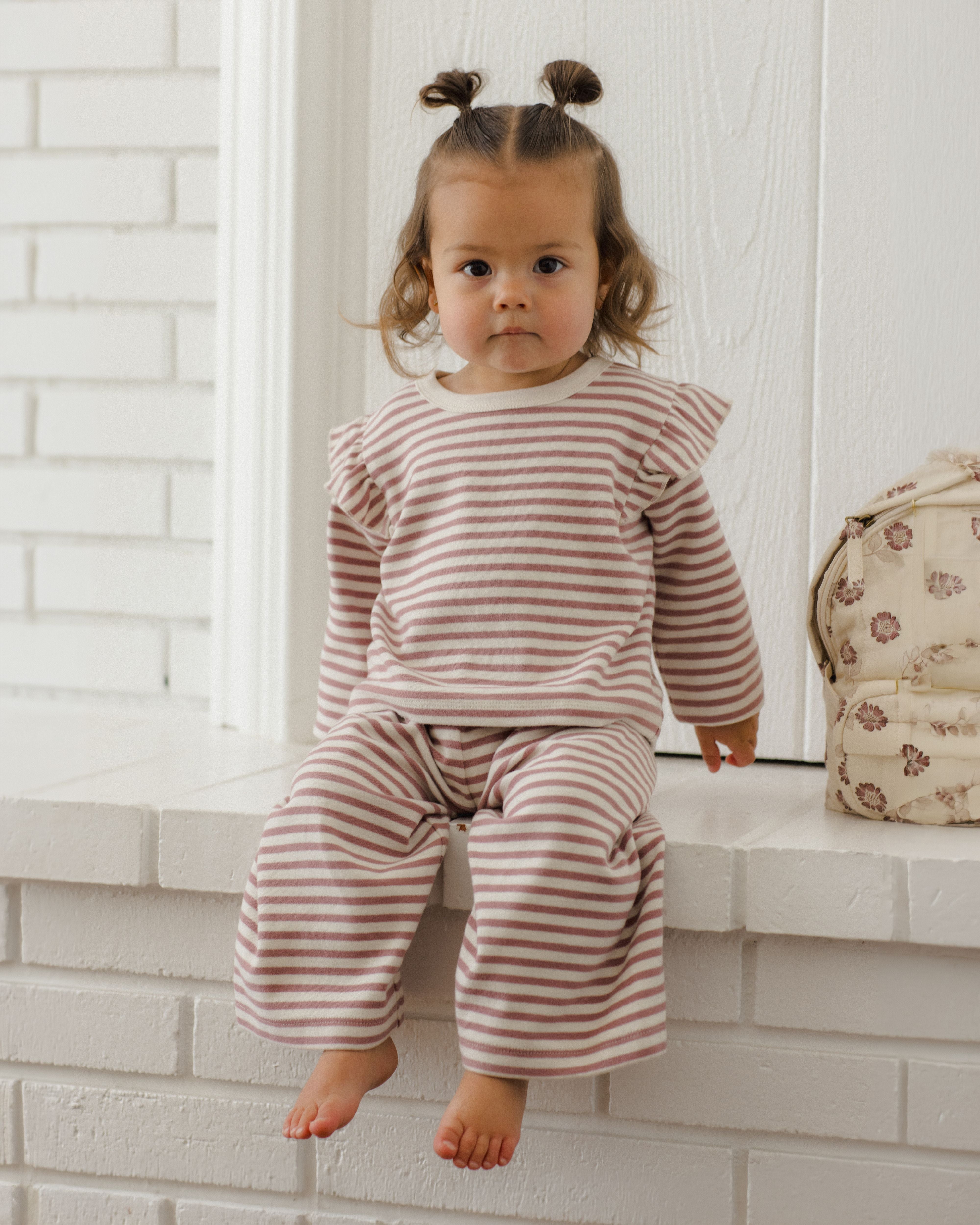 Ruffle Cozy Set - Mulberry Stripe
