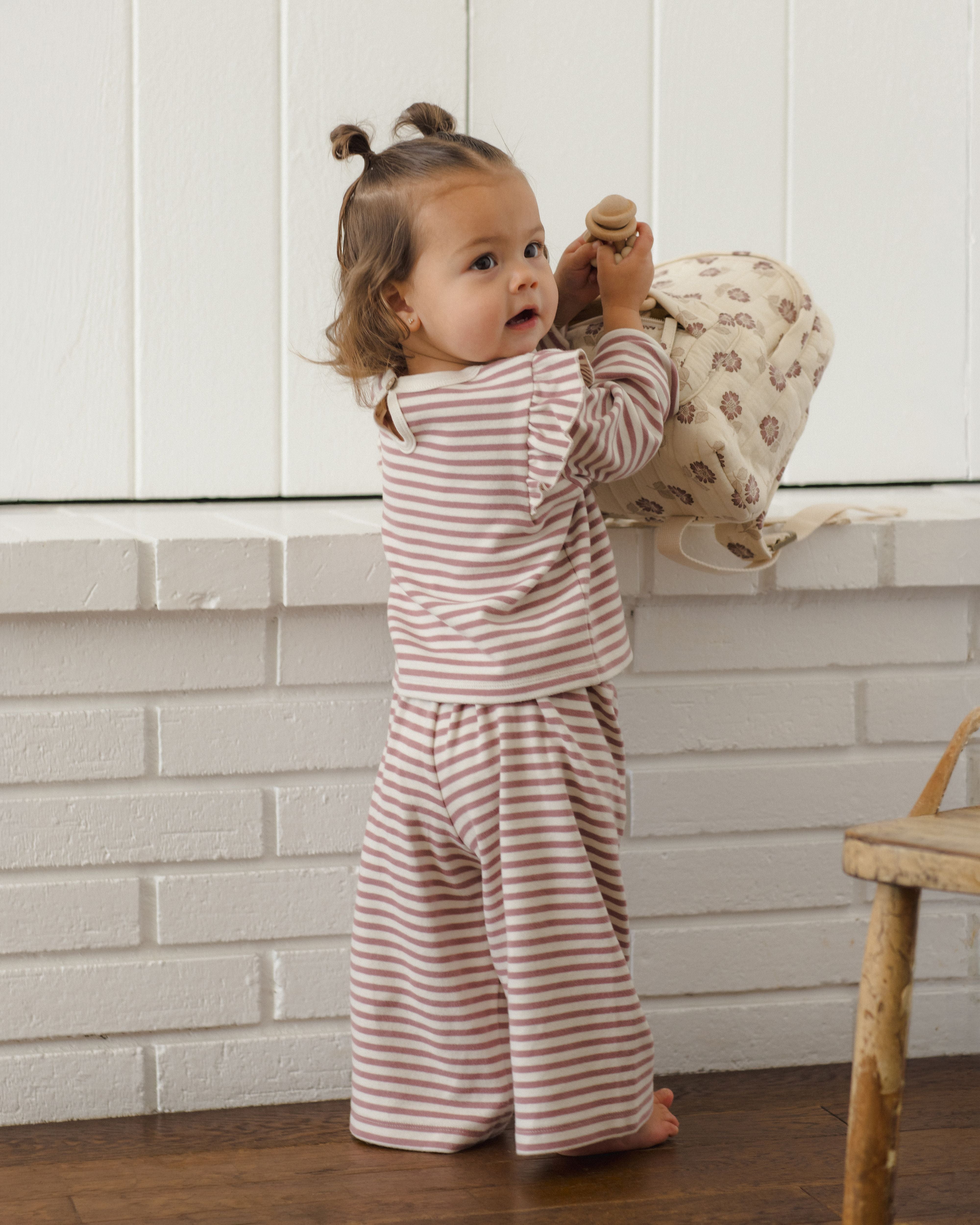 Ruffle Cozy Set - Mulberry Stripe