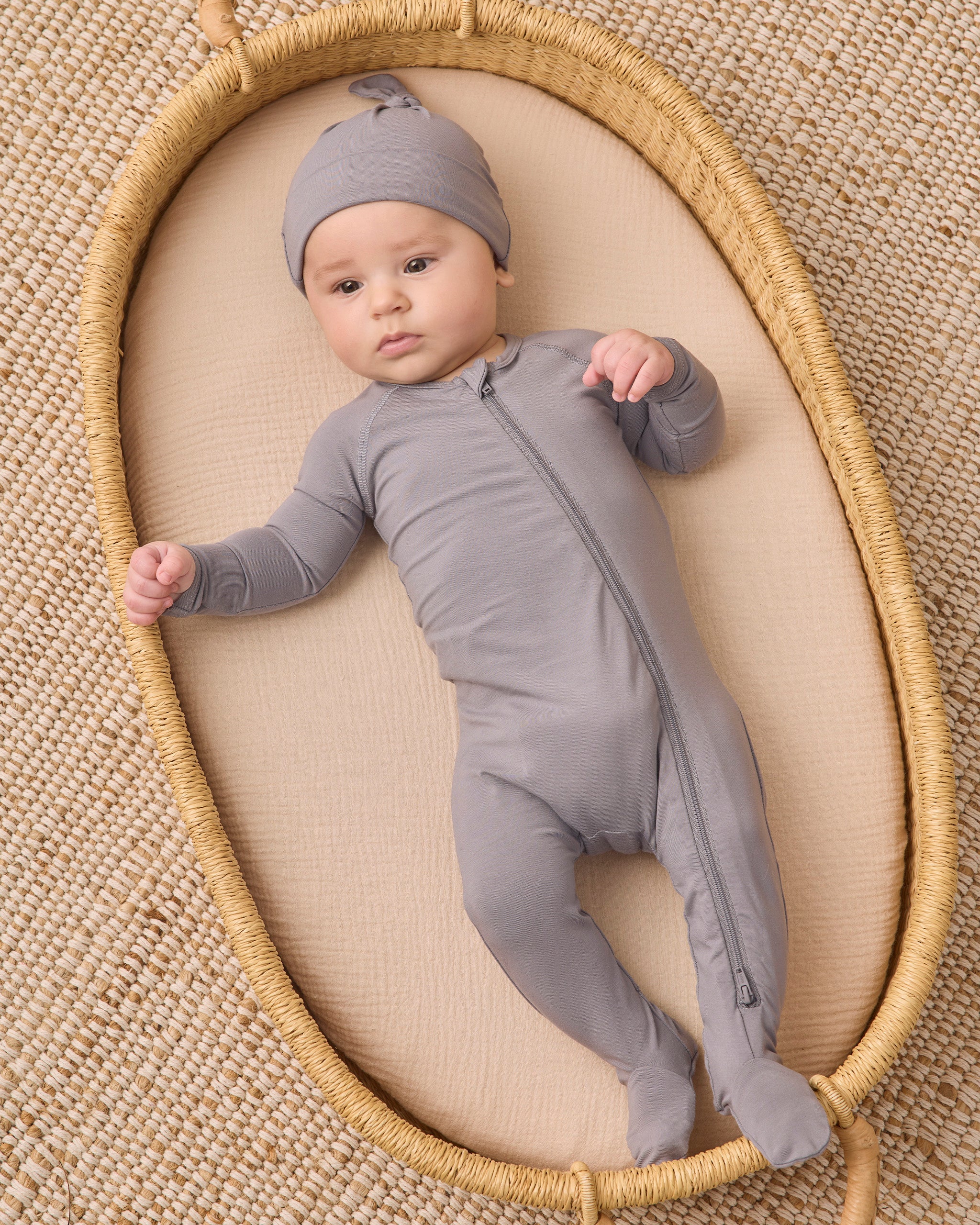Bamboo Zip Footie - Slate