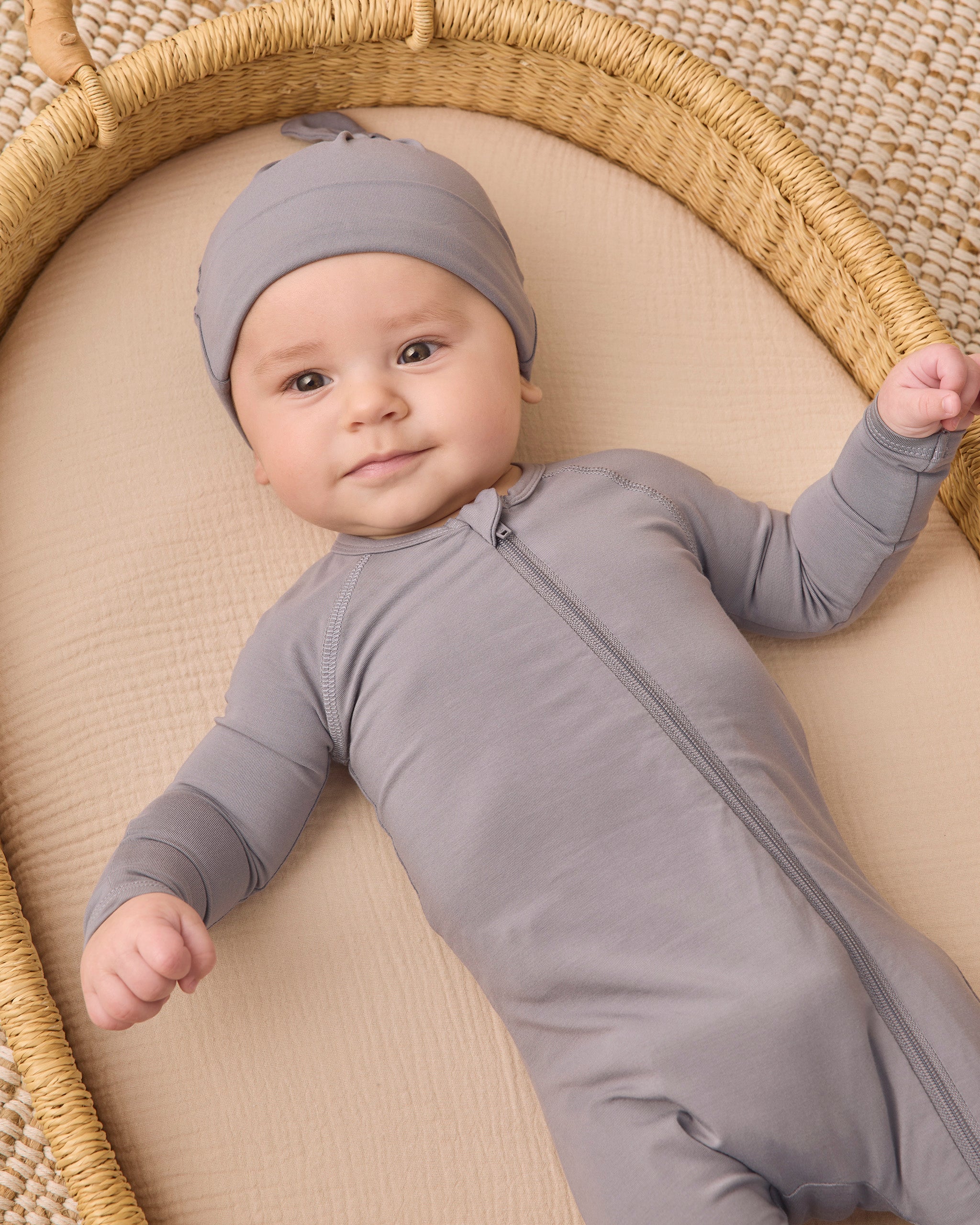 Bamboo Zip Footie - Slate