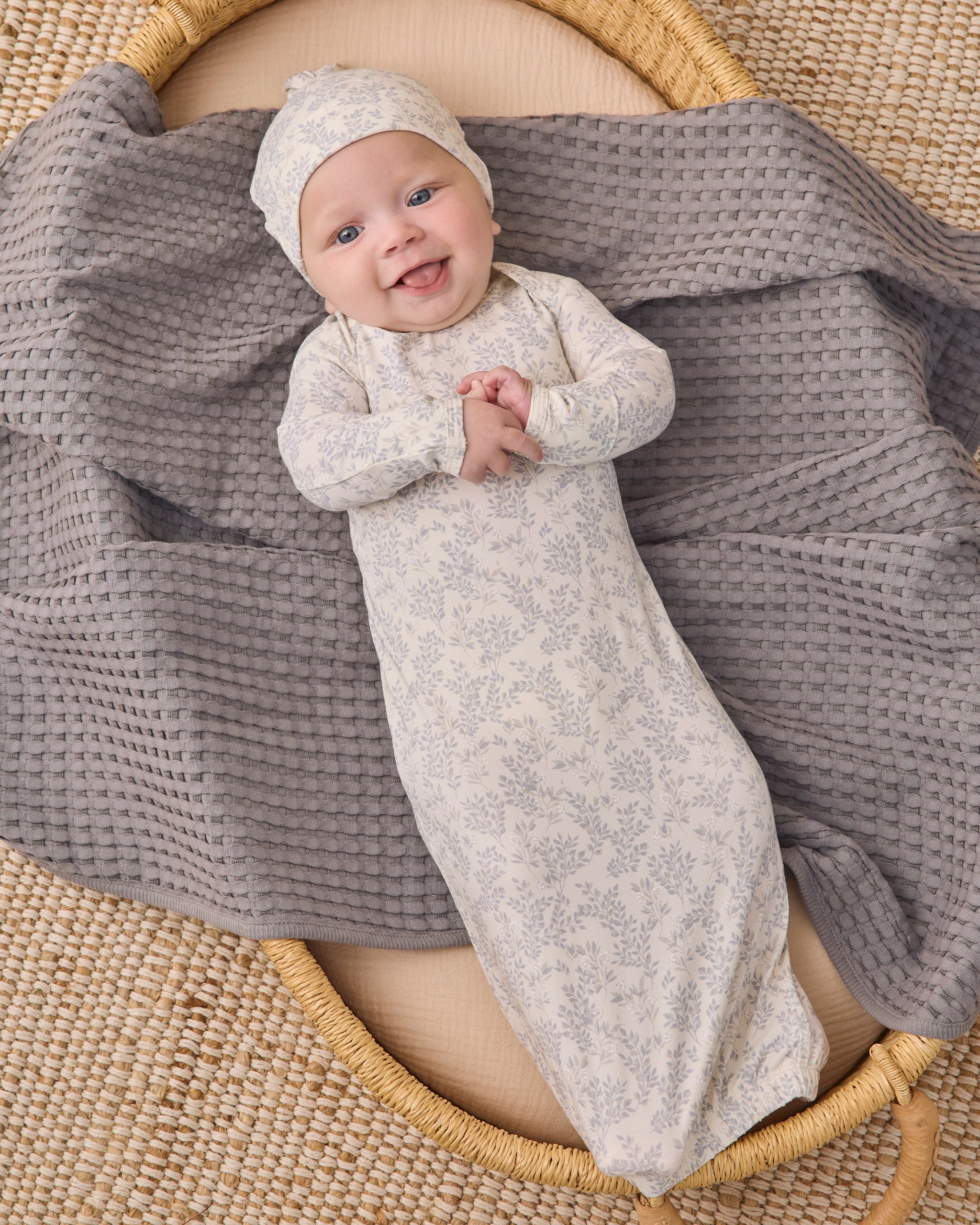 Bamboo Baby Gown + Hat Set Cloud Floral - Ivory