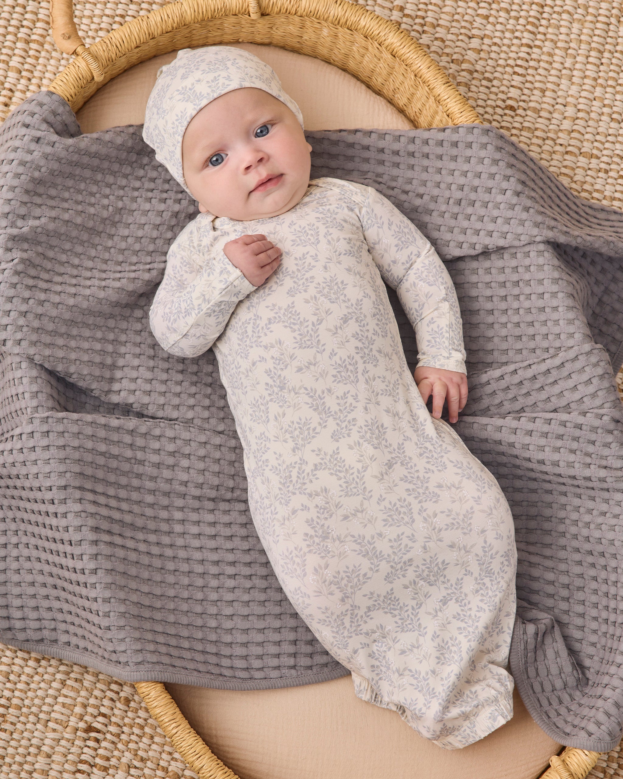 Bamboo Baby Gown + Hat Set Cloud Floral - Ivory
