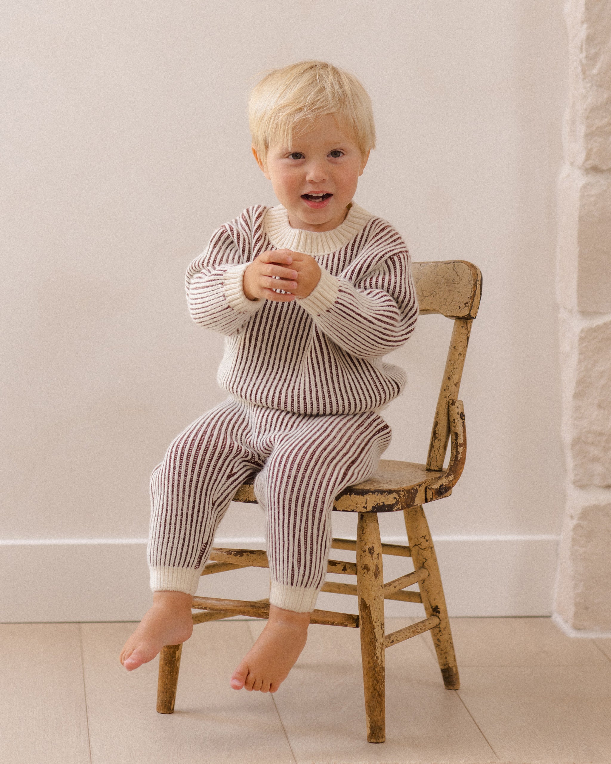 Relaxed Knit Sweater - Black Cherry Stripe