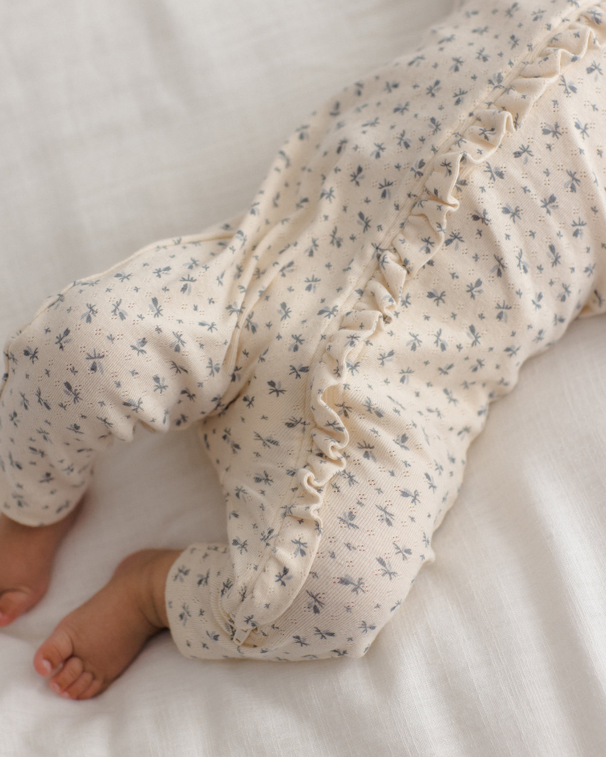 Ruffle Jumpsuit - Blue Ditsy Natural