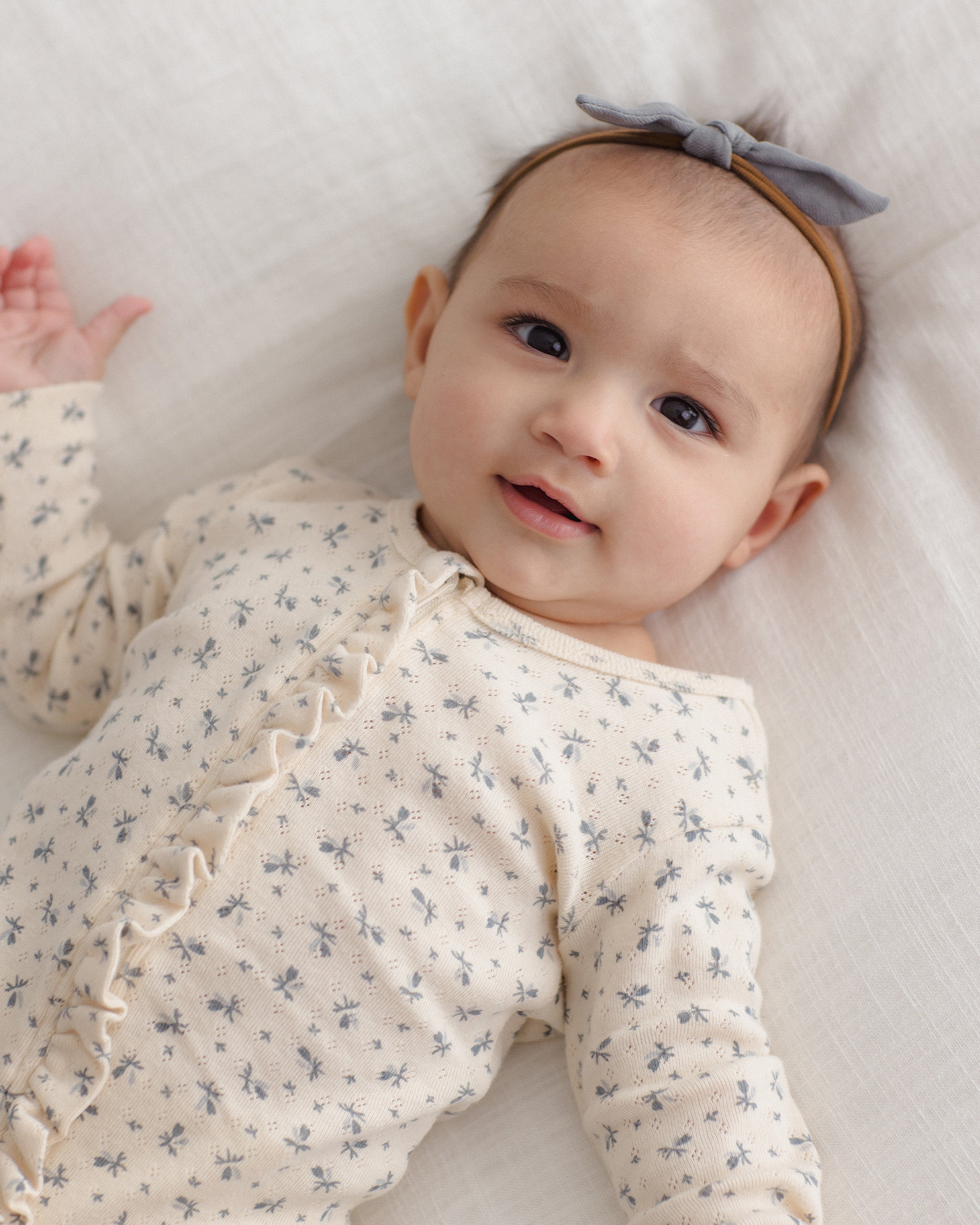 Ruffle Jumpsuit - Blue Ditsy Natural