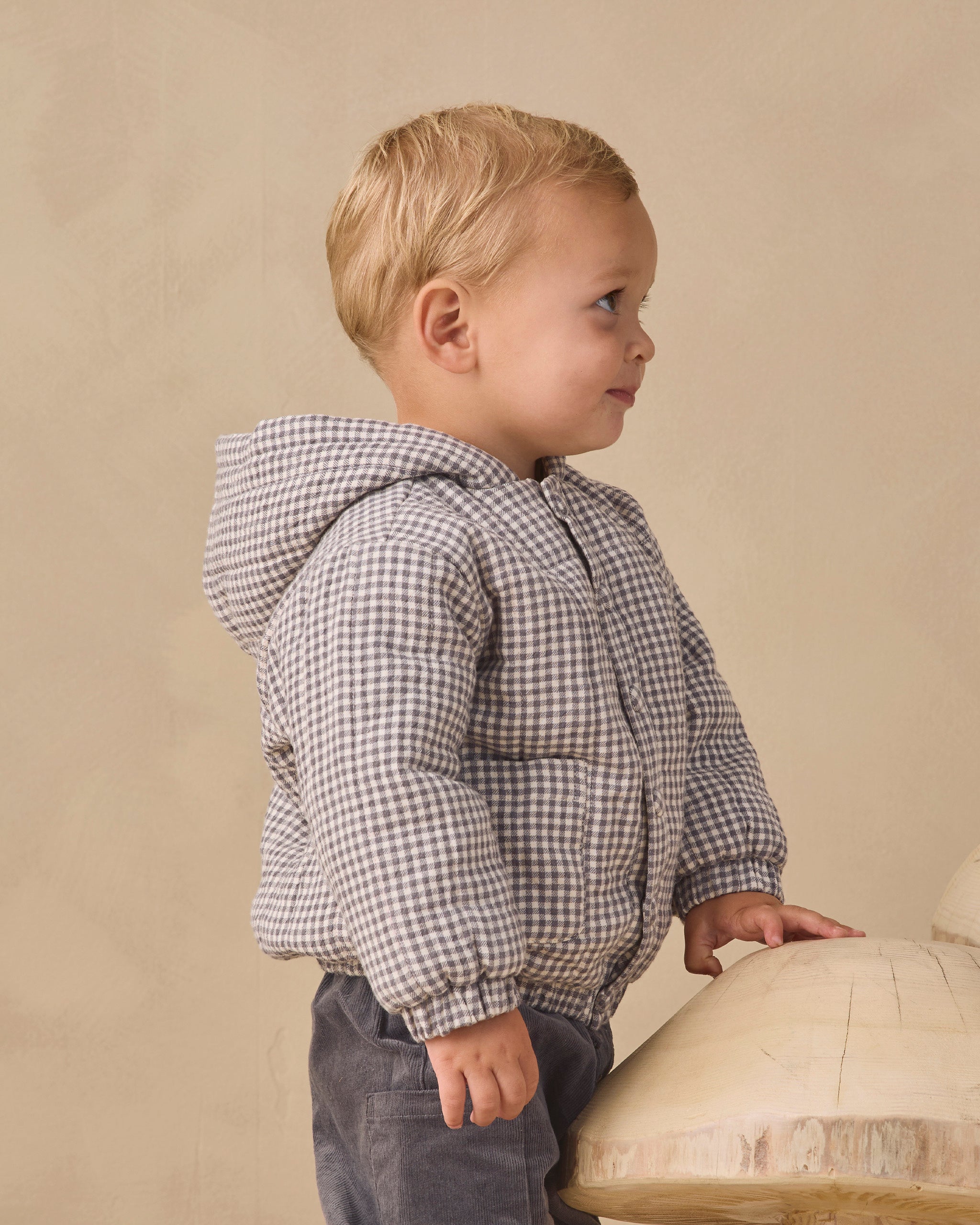 Hooded Woven Jacket - Midnight Gingham