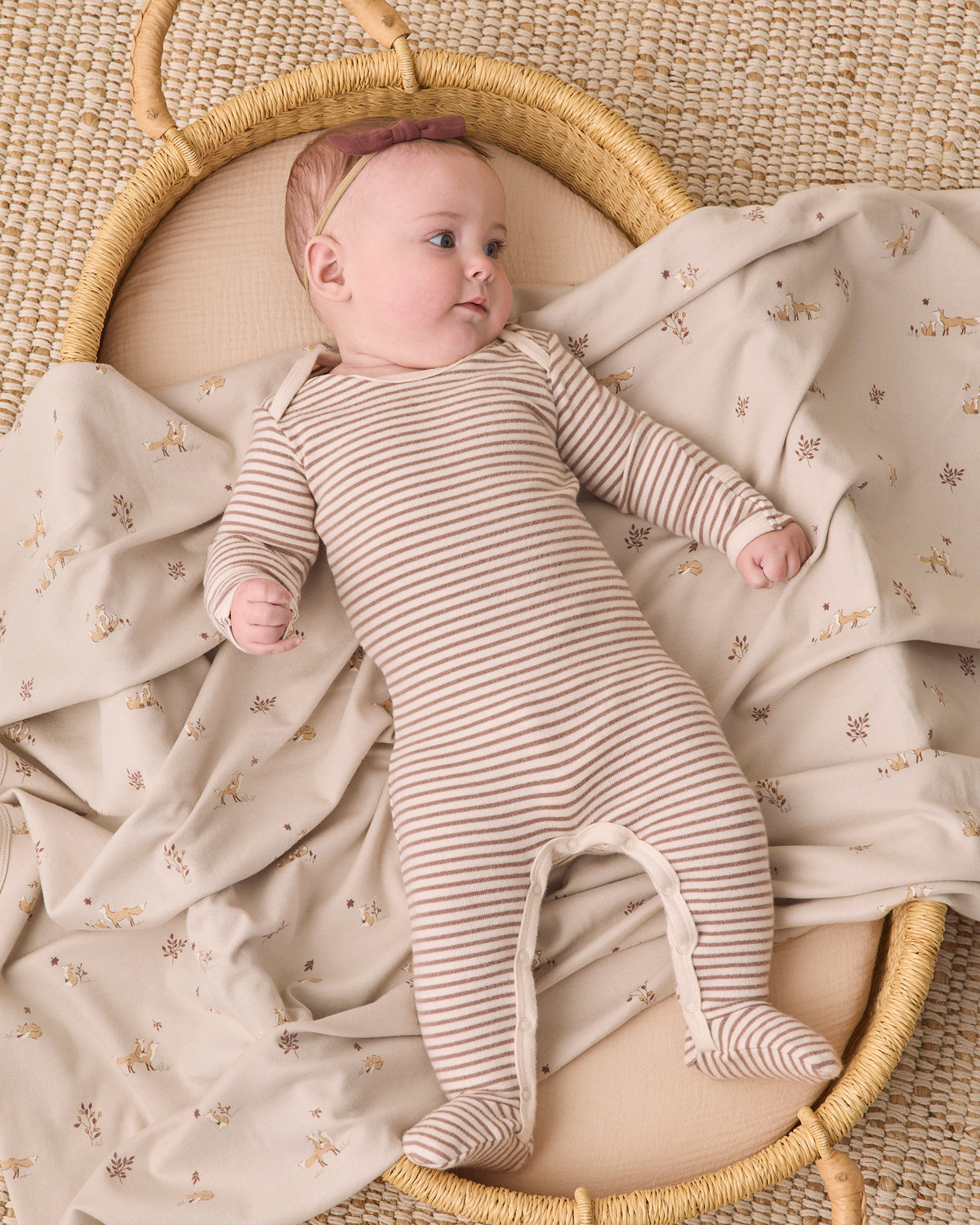 Baby Footie - Cocoa Microstripe
