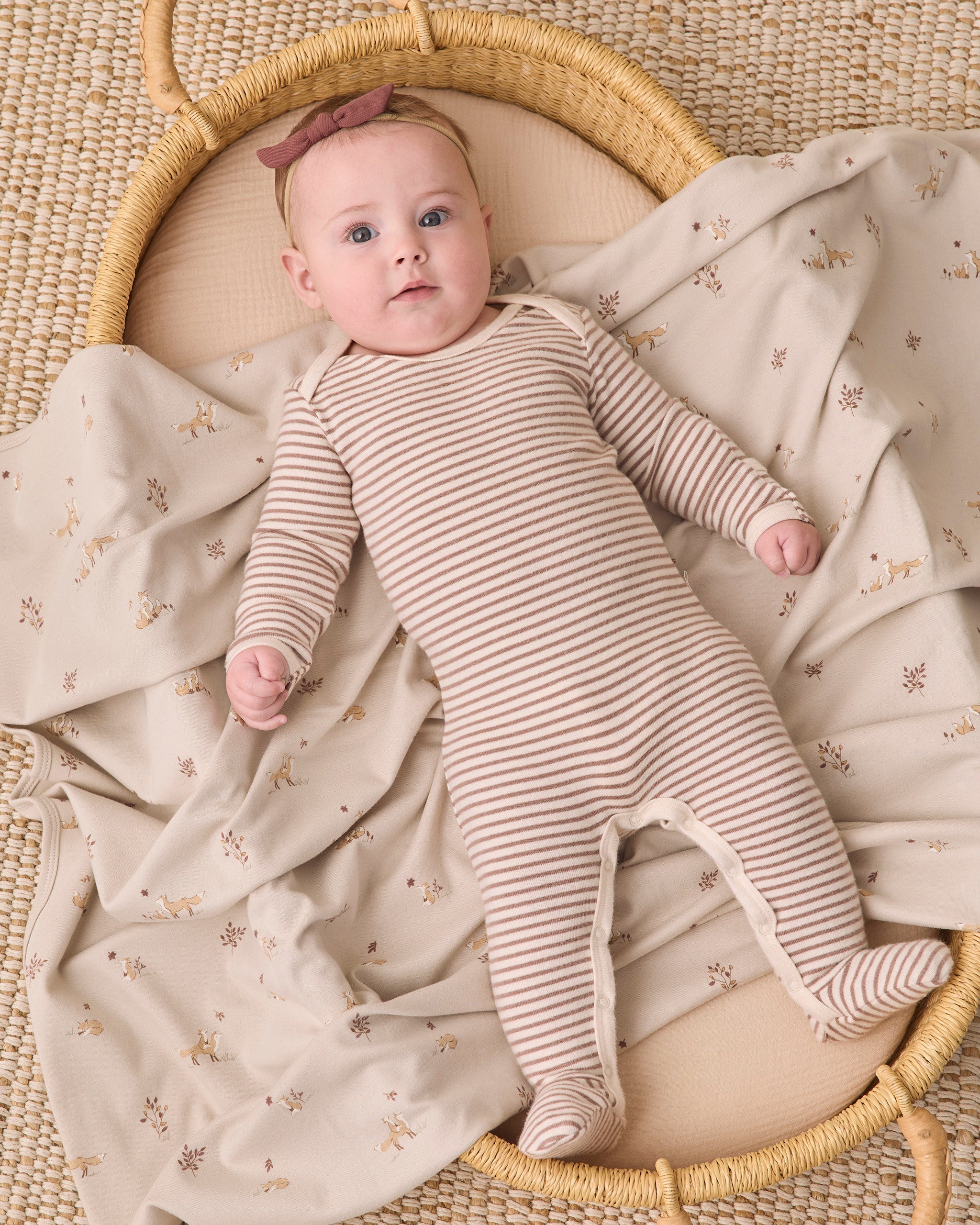 Baby Footie - Cocoa Microstripe