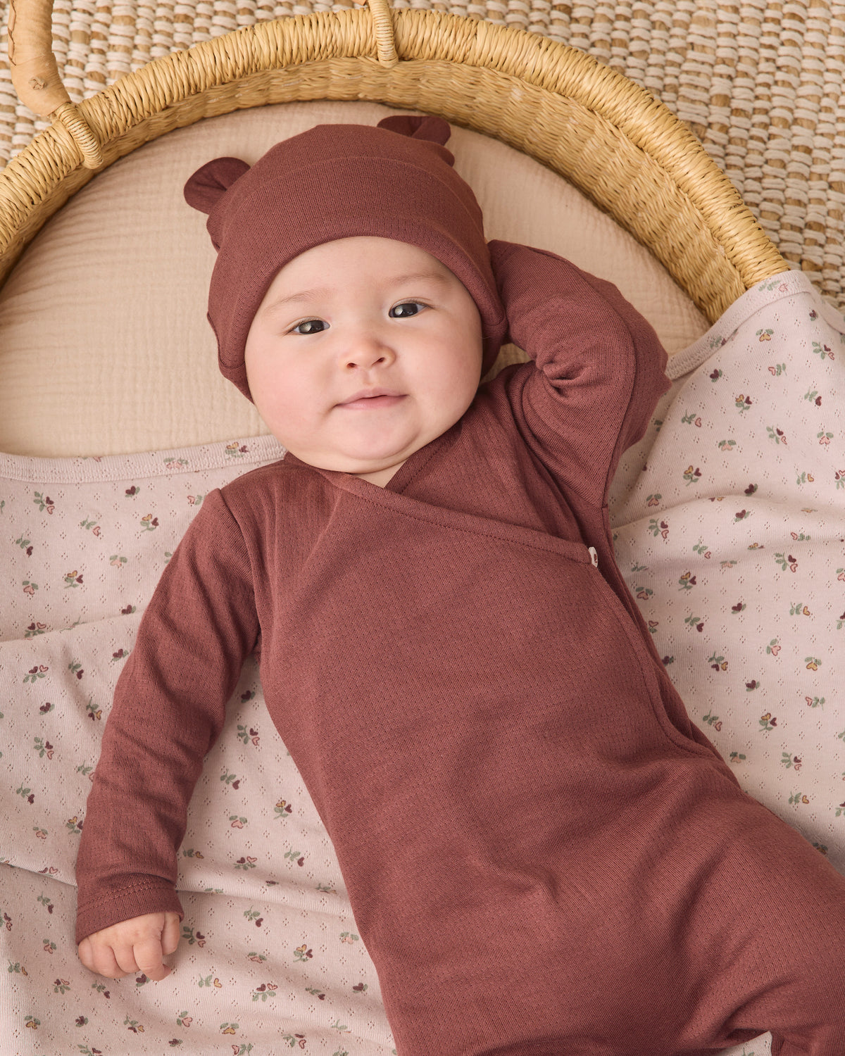 Pointelle Wrap Footie - Black Cherry