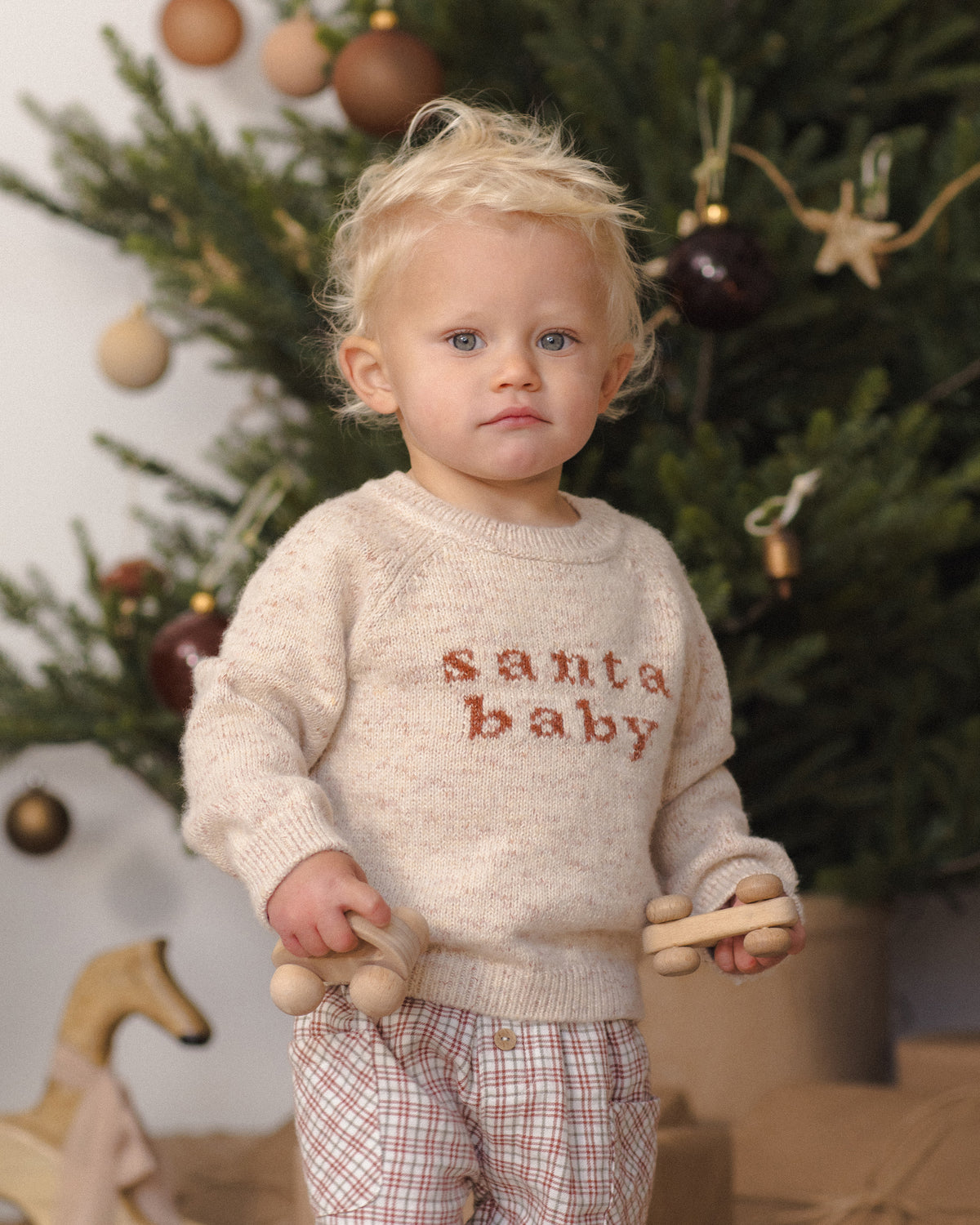 Knit Sweater Santa Baby - Natural