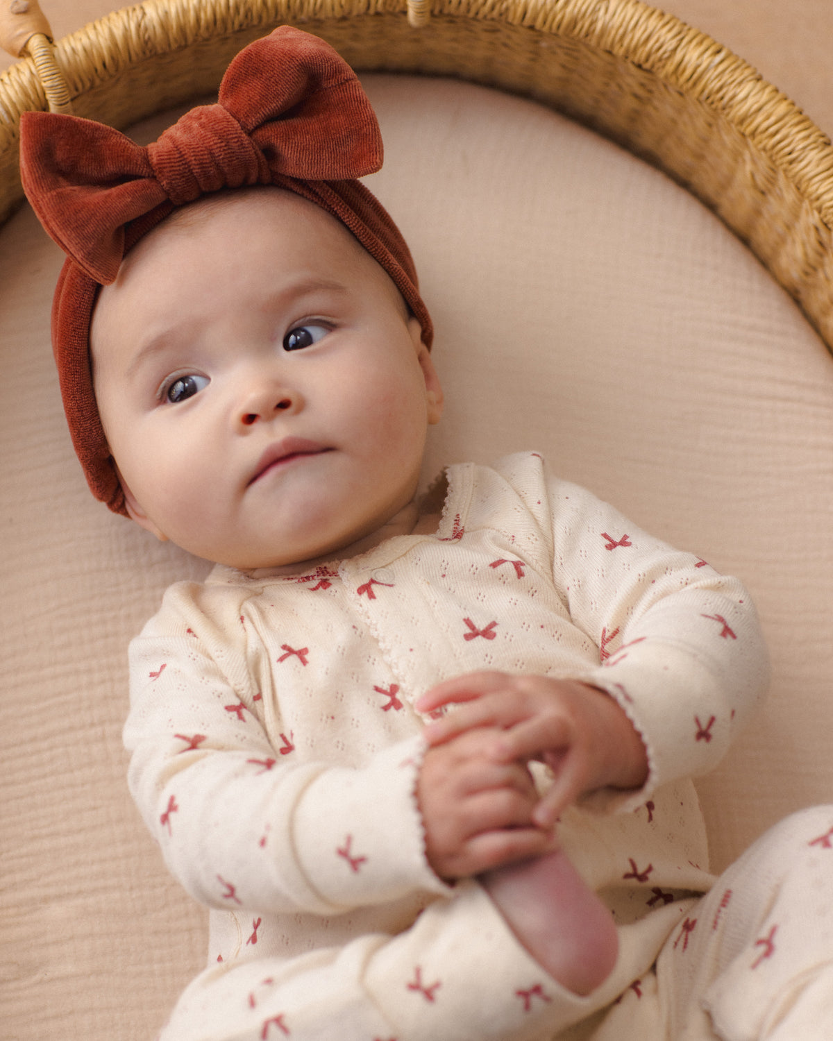 Velour Bow Headband - Redwood