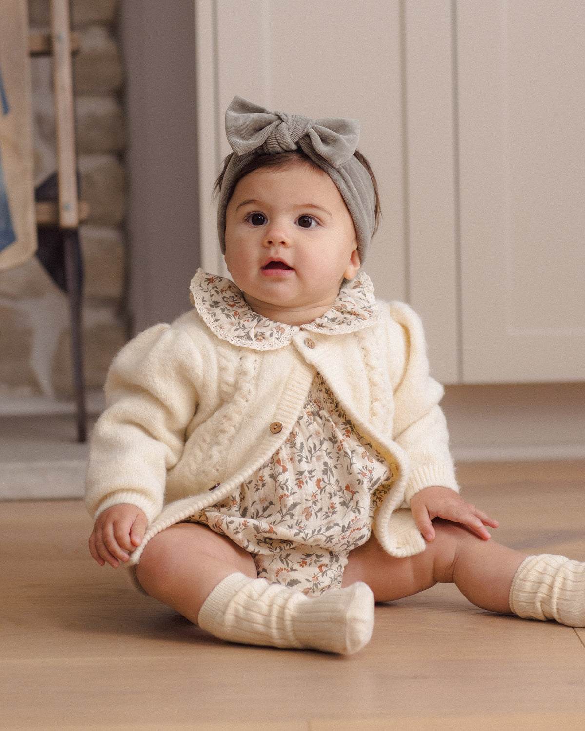 Velour Bow Headband - Spruce