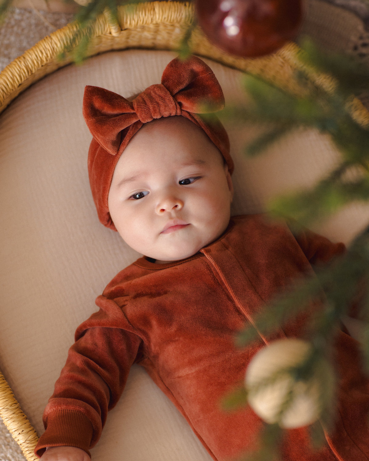 Velour Bow Headband - Redwood