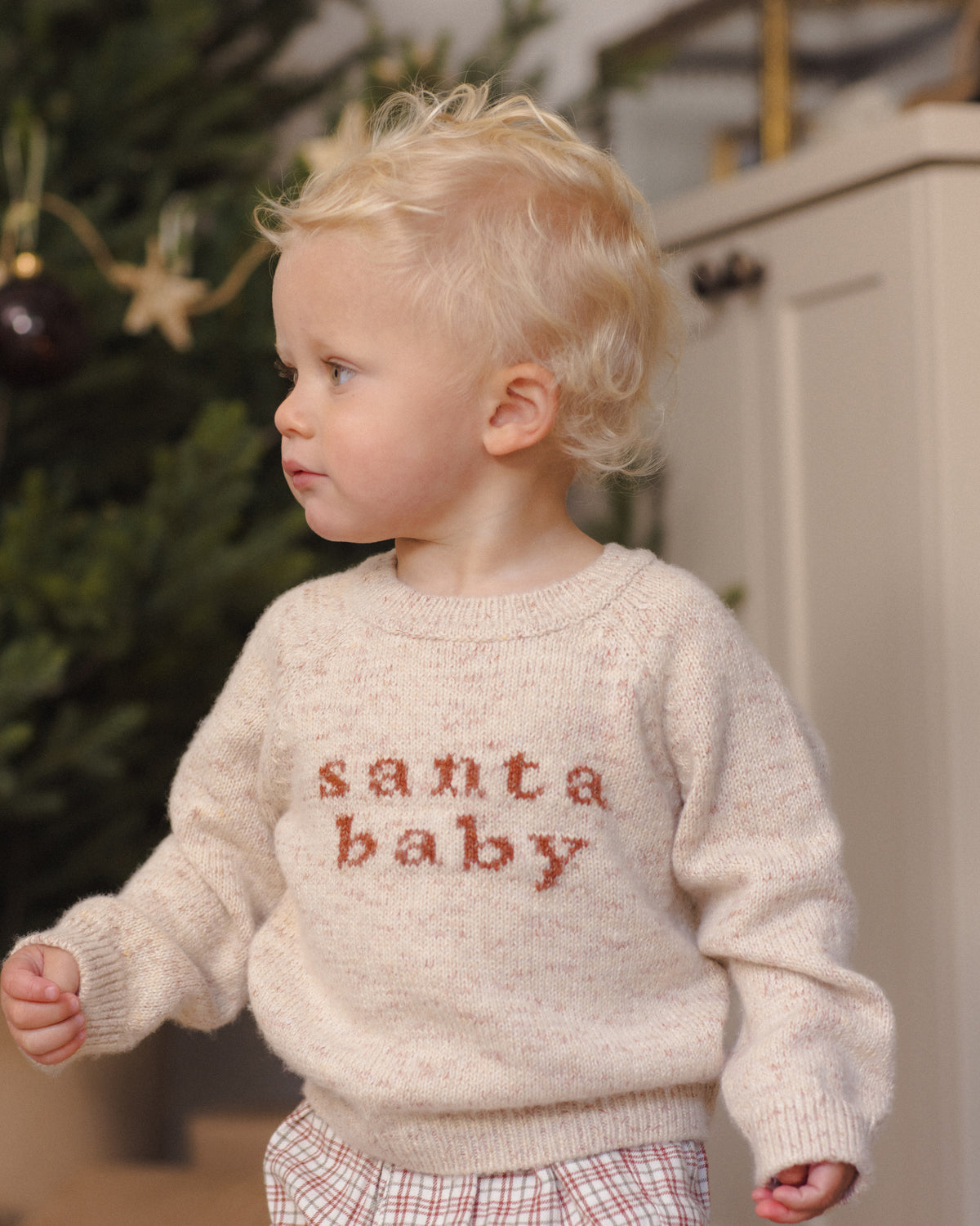 Knit Sweater Santa Baby - Natural