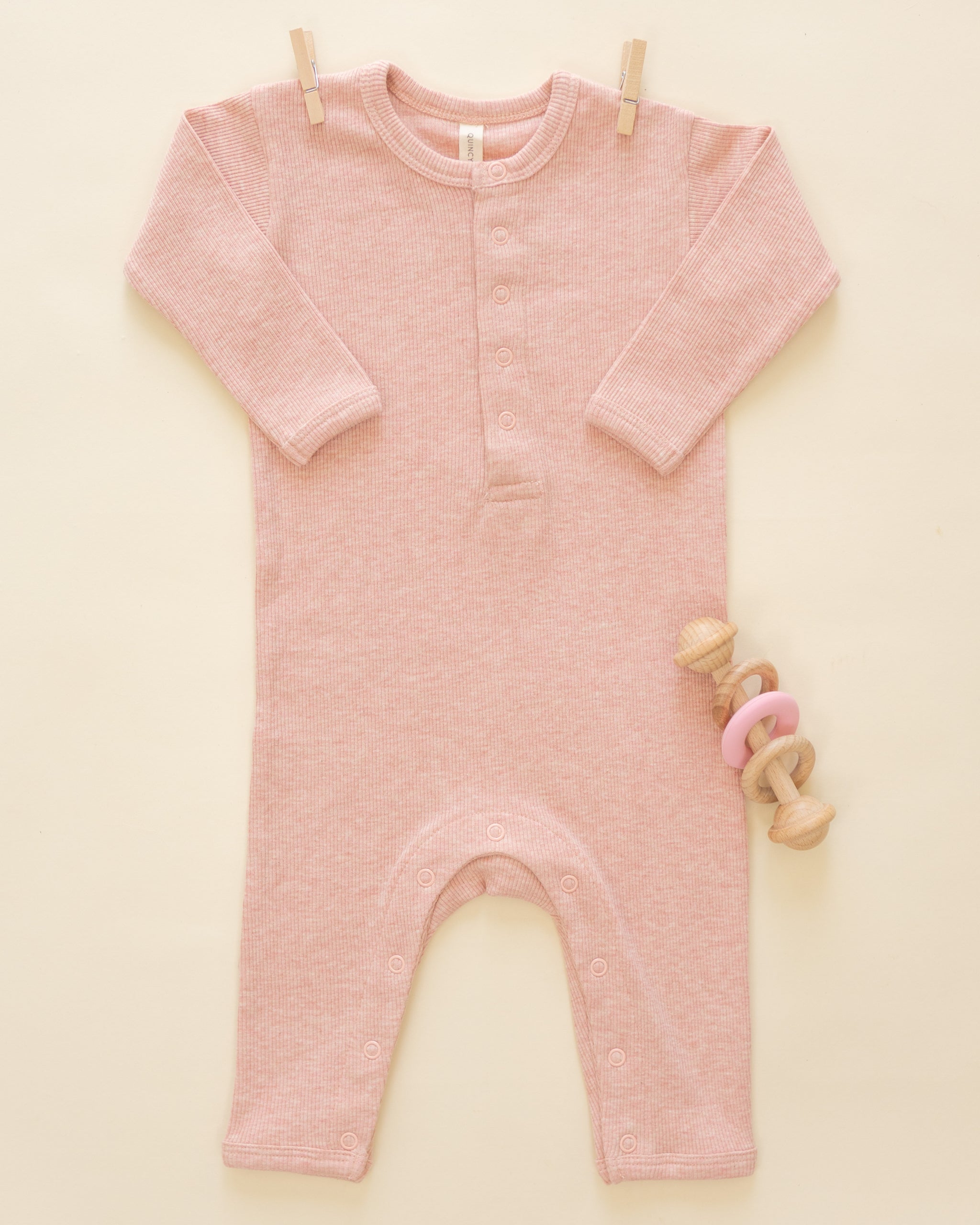 Ribbed Baby Jumpsuit || Rose