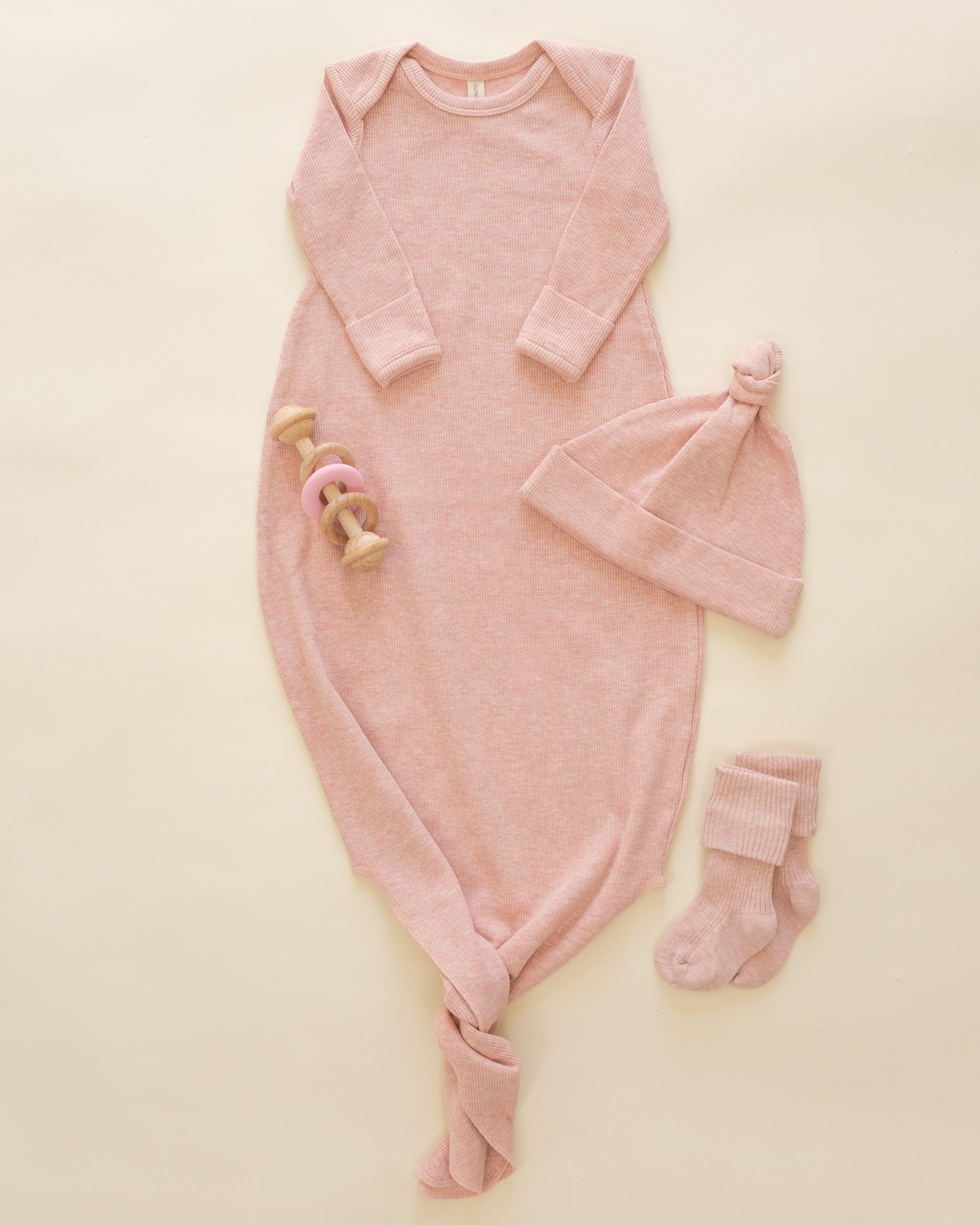 Knotted Baby Gown + Hat || Rose
