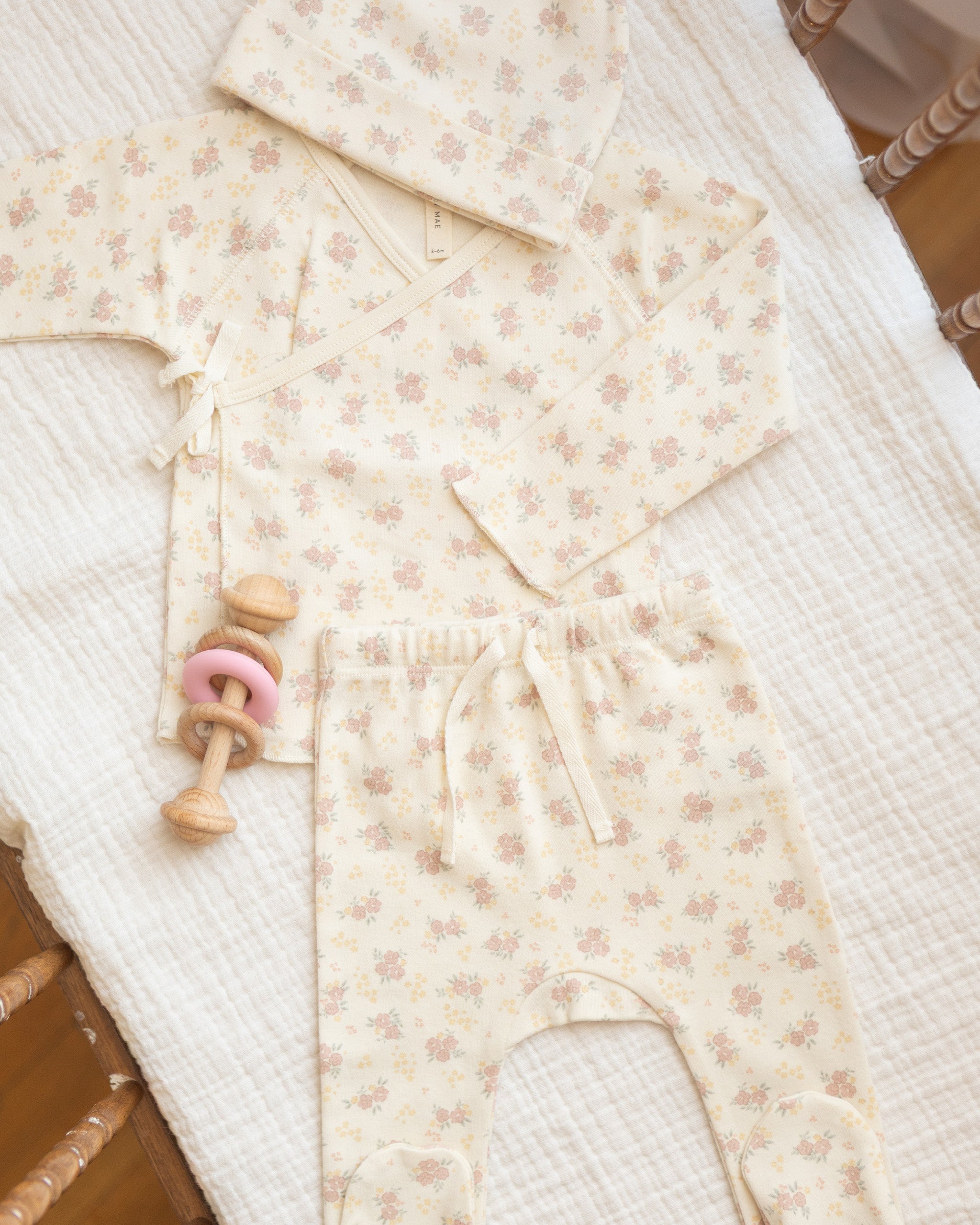 Wrap Top + Footed Pant Set || Flower Field