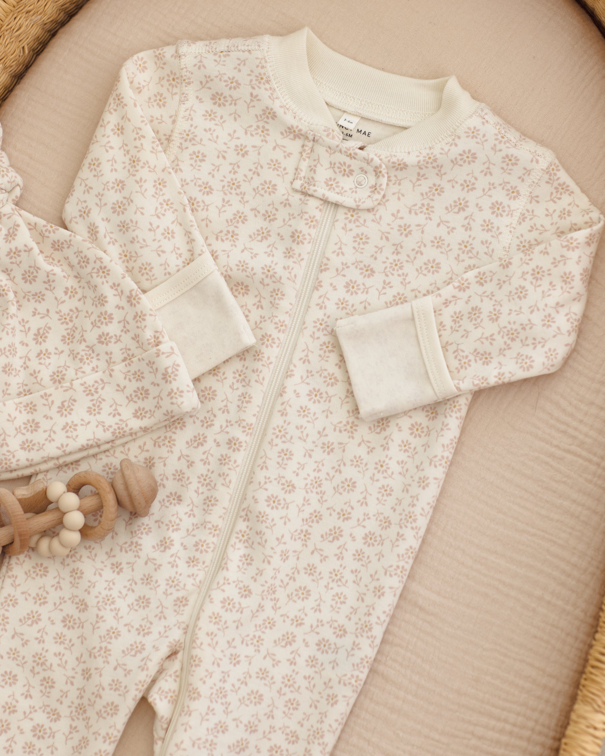 Zip Longsleeve Sleeper Footie || Ditsy