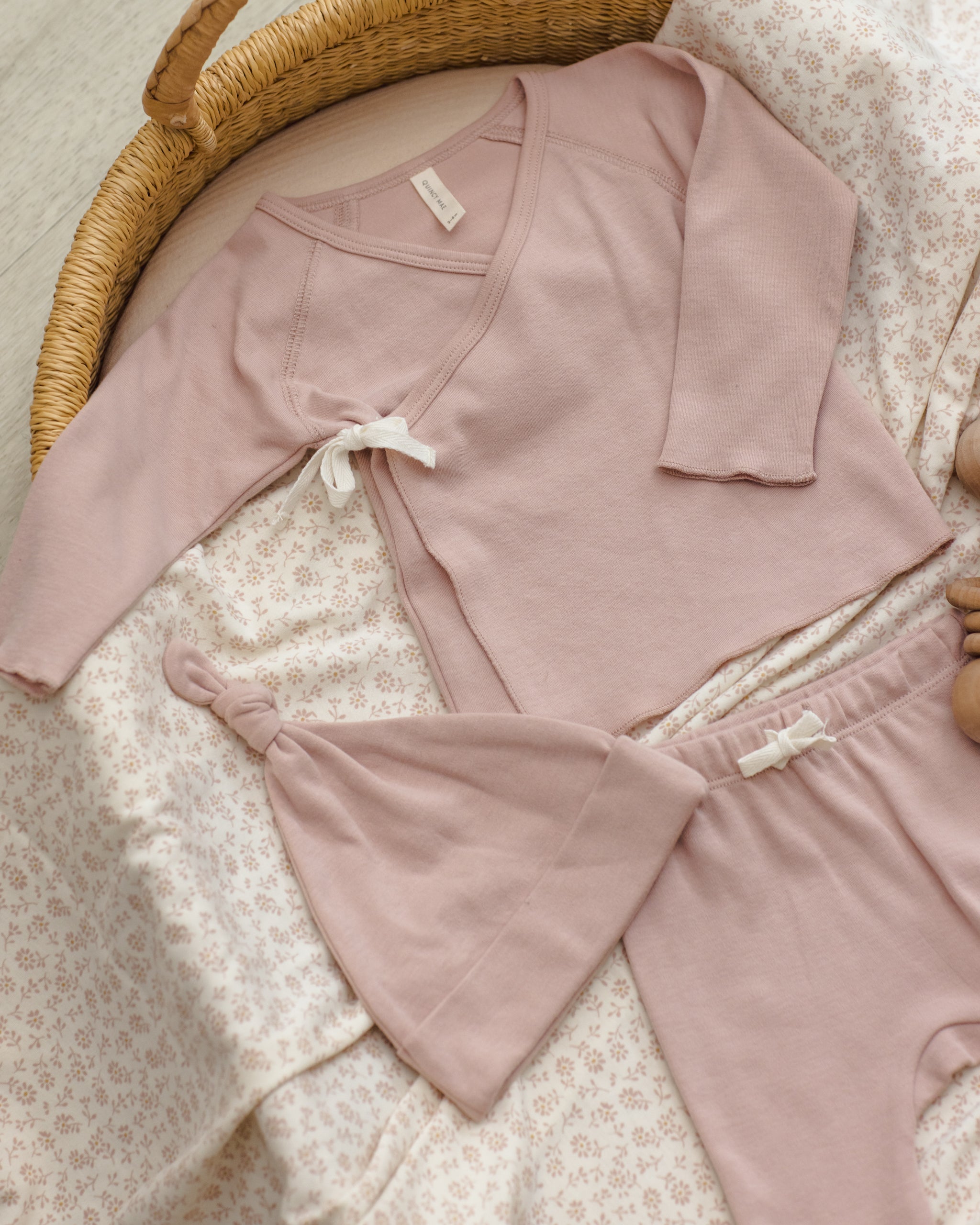 Wrap Top + Footed Pant Set || Blush