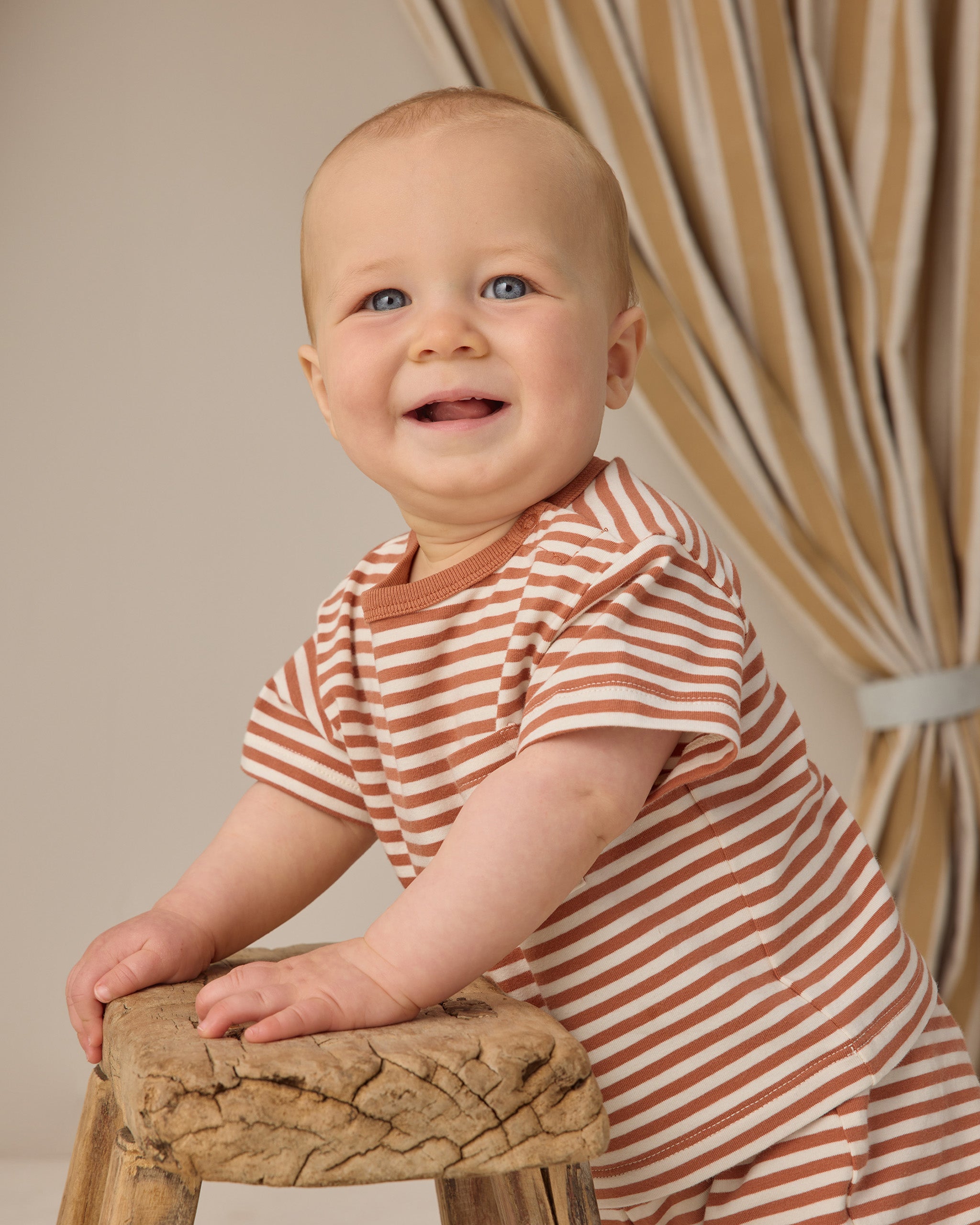 Boxy Pocket Tee + Short Set || Poppy Stripe