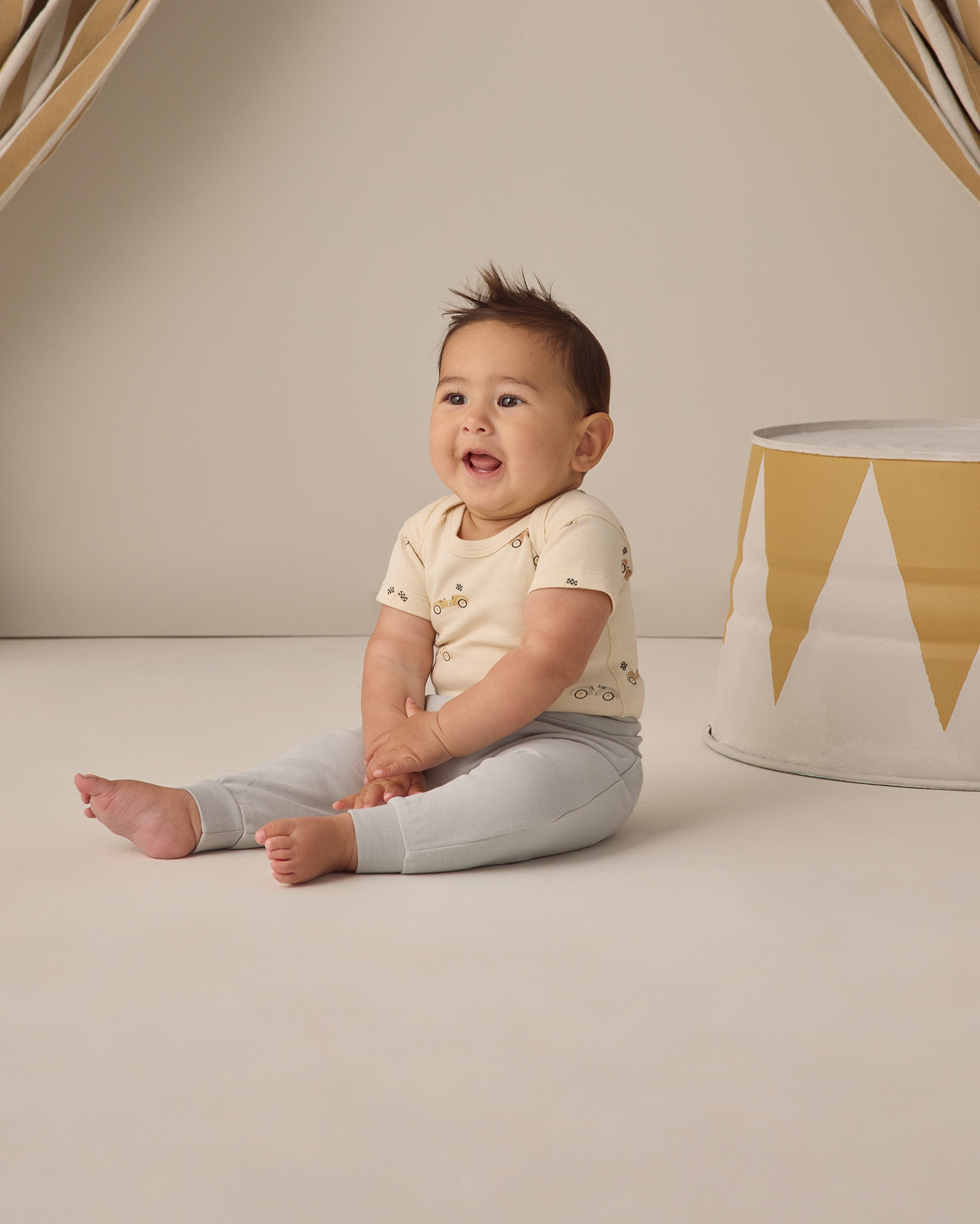 Short Sleeve Bodysuit Pack || Race Car Oat Micro Stripe