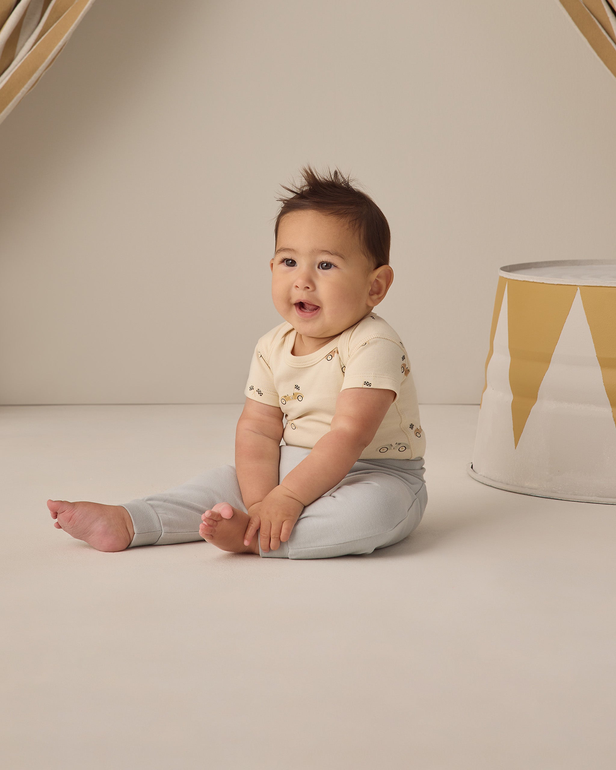 Short Sleeve Bodysuit Pack || Race Car Oat Micro Stripe