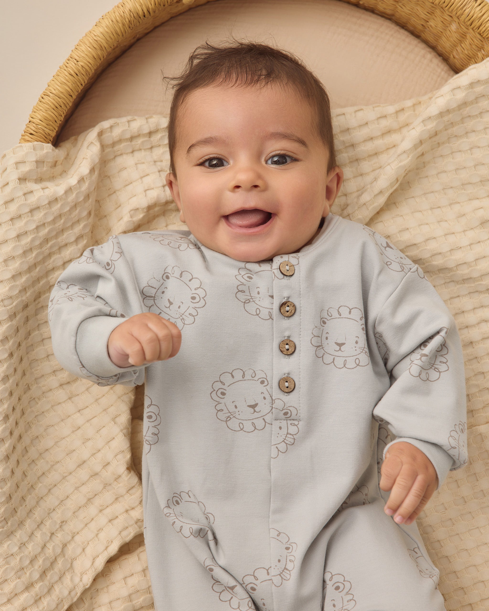 Relaxed Fleece Jumpsuit || Lions - Sky