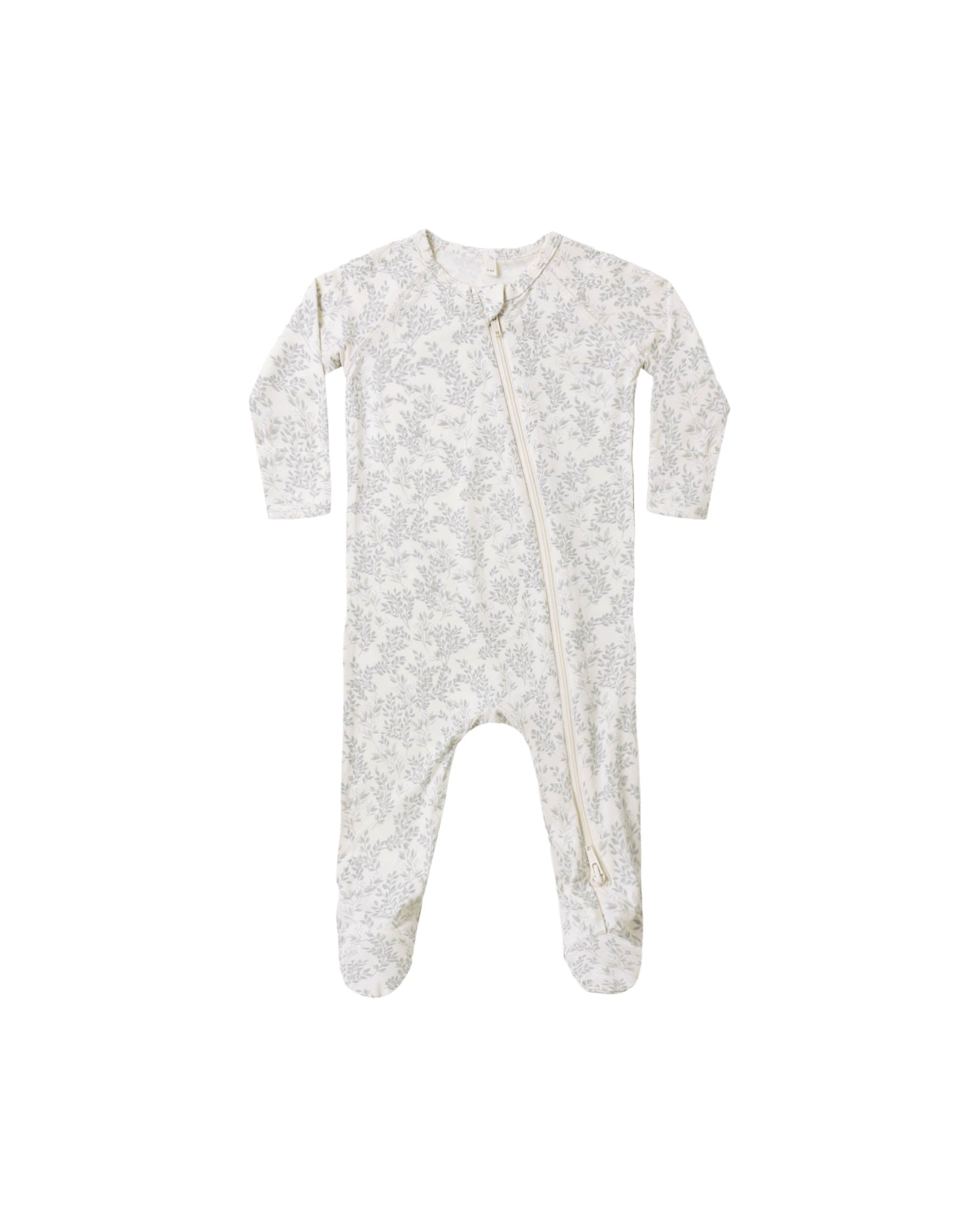 Bamboo Zip Footie Cloud Floral - Ivory