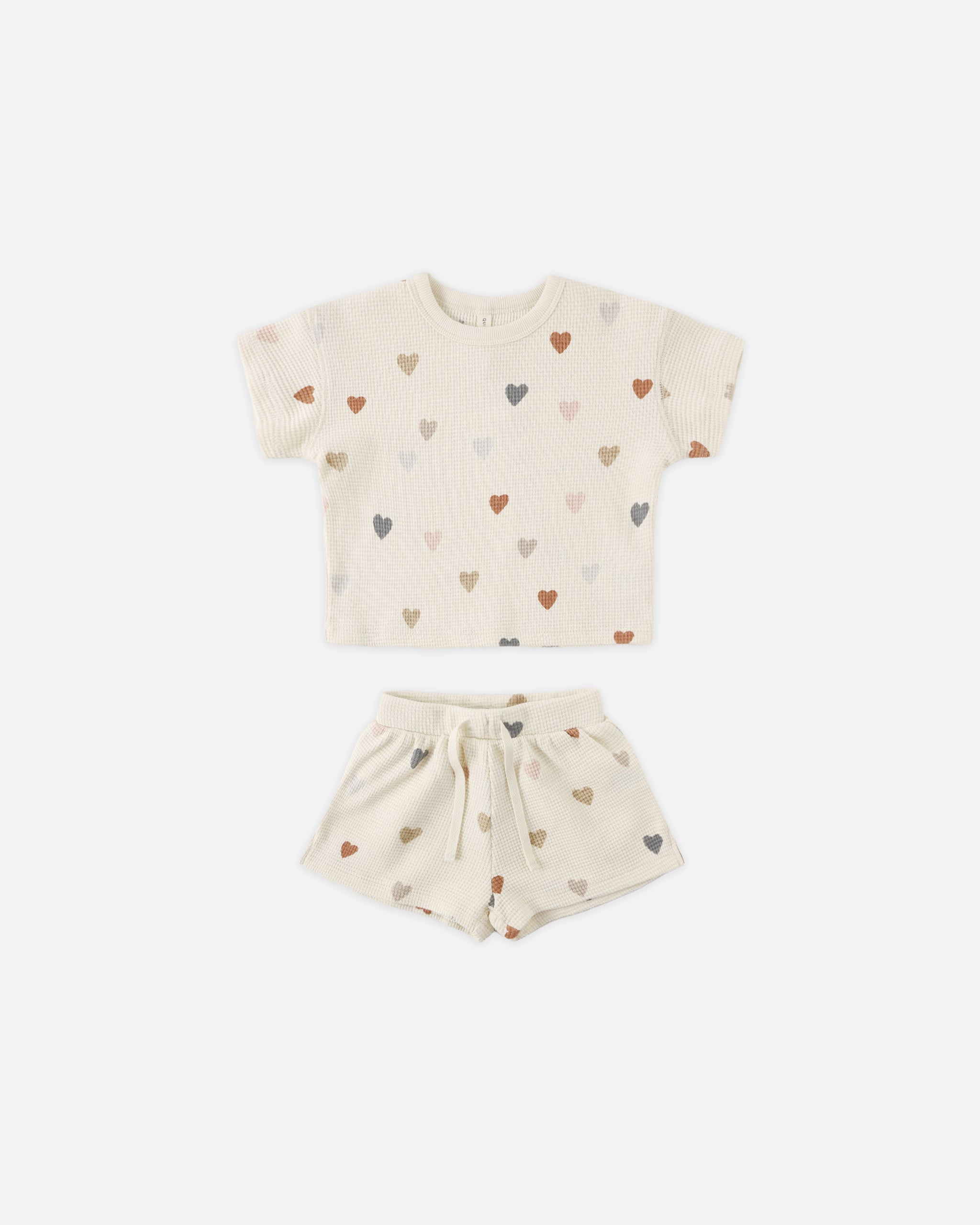 Waffle Tee + Short Set || Confetti Hearts