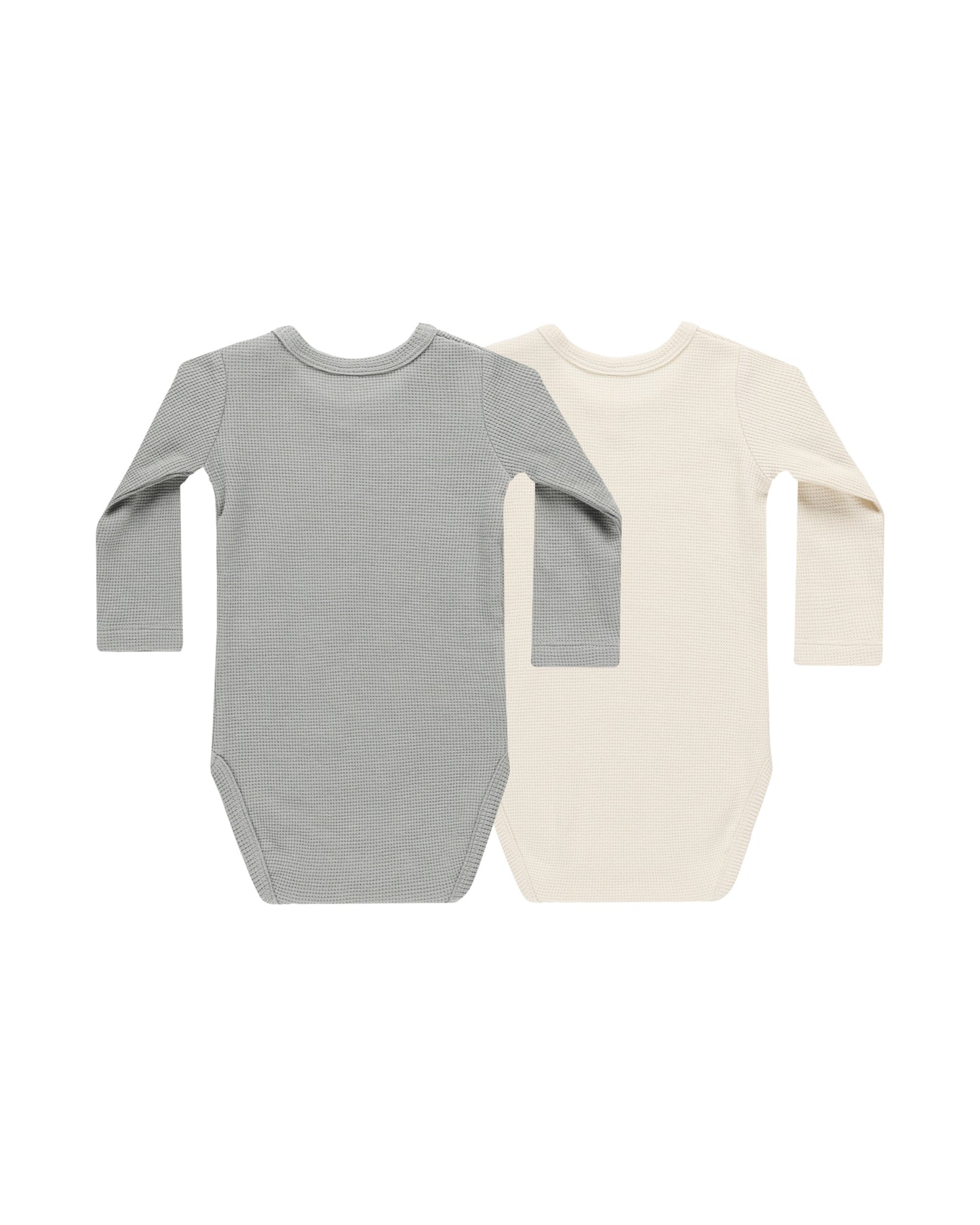 Waffle Bodysuit, 2 Pack || Natural, Dusty Blue