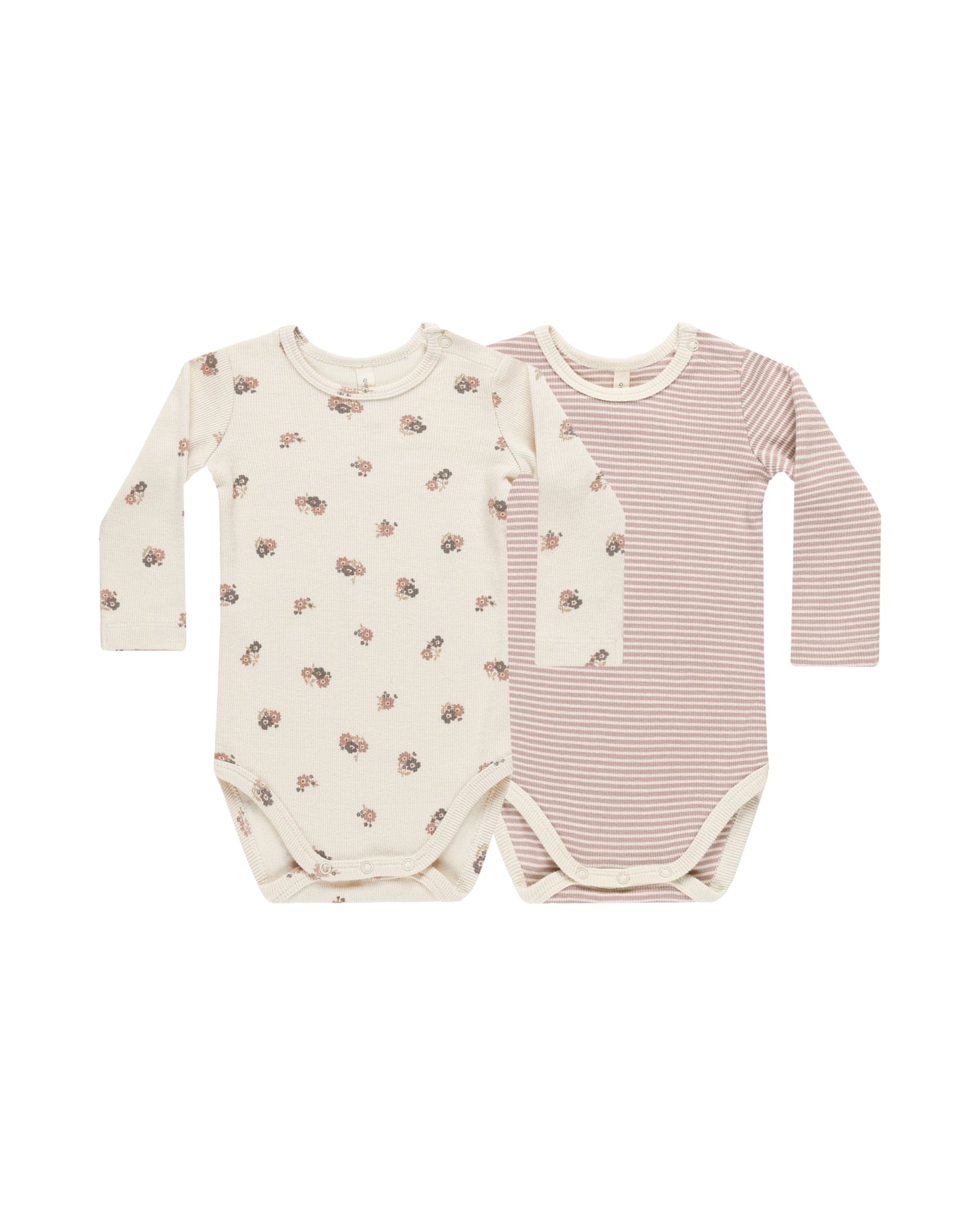 Ribbed Bodysuit, 2 Pack || Wild Flowers, Mauve Stripe