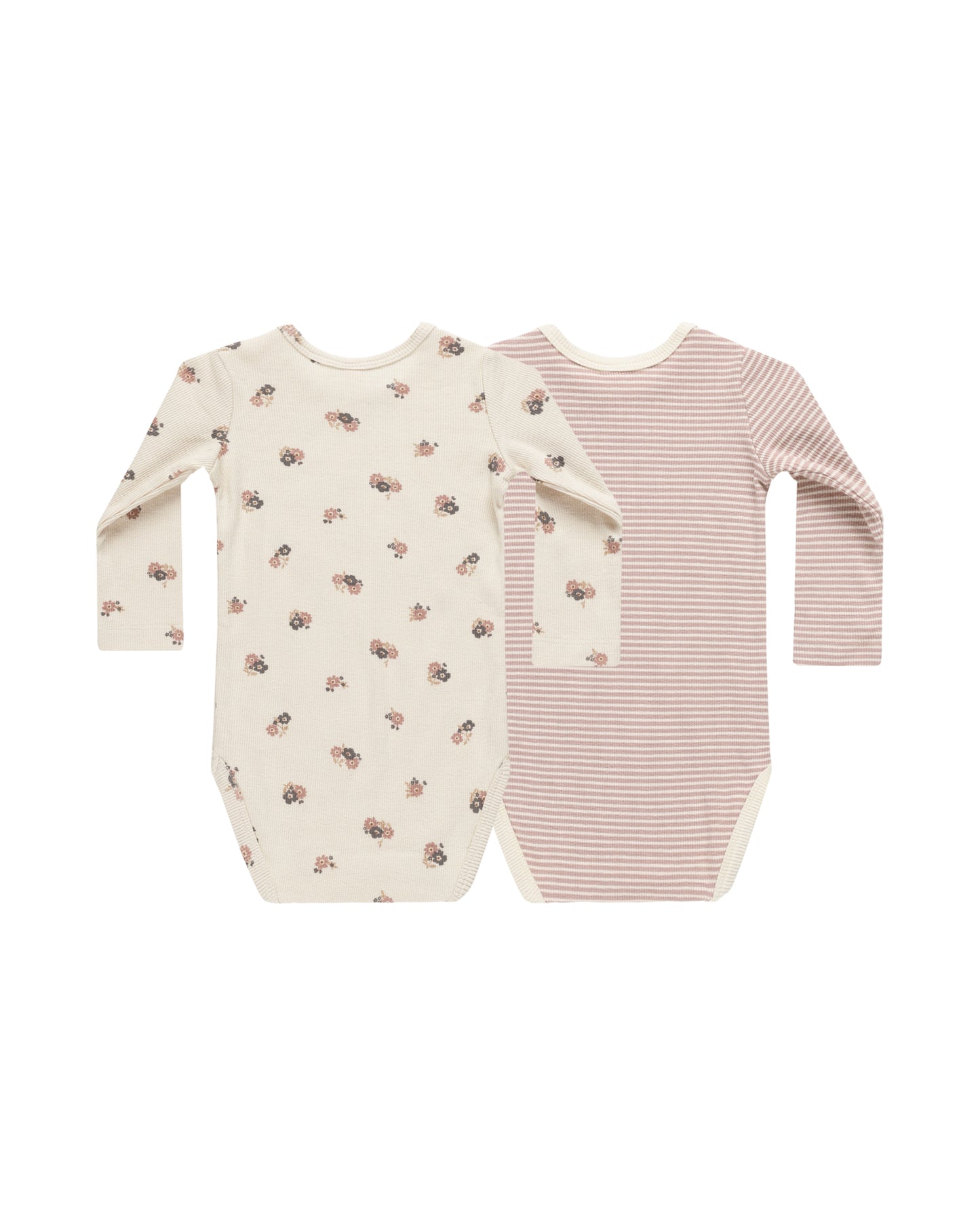 Ribbed Bodysuit, 2 Pack || Wild Flowers, Mauve Stripe