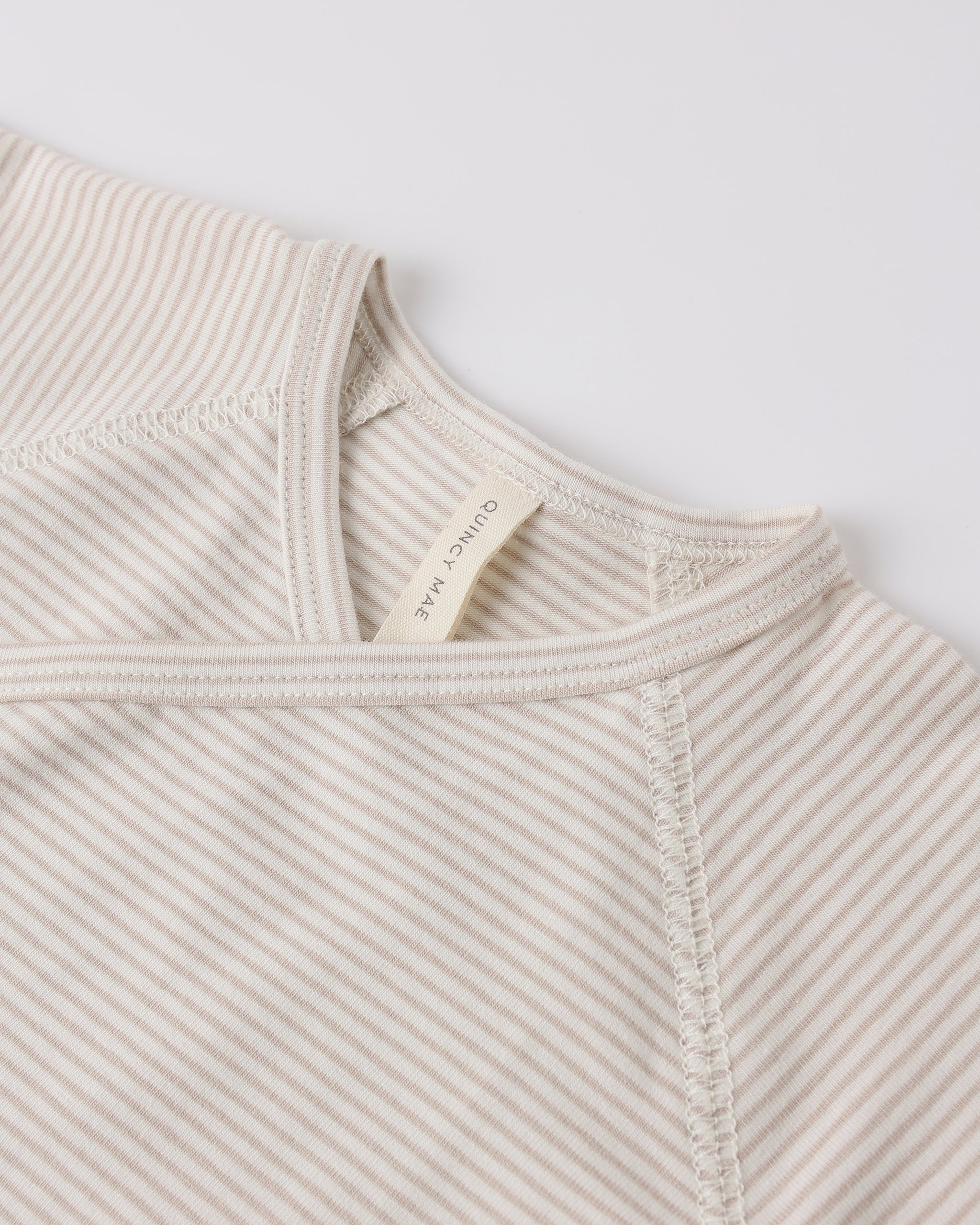 Wrap Top + Footed Pant Set || Oat Micro Stripe