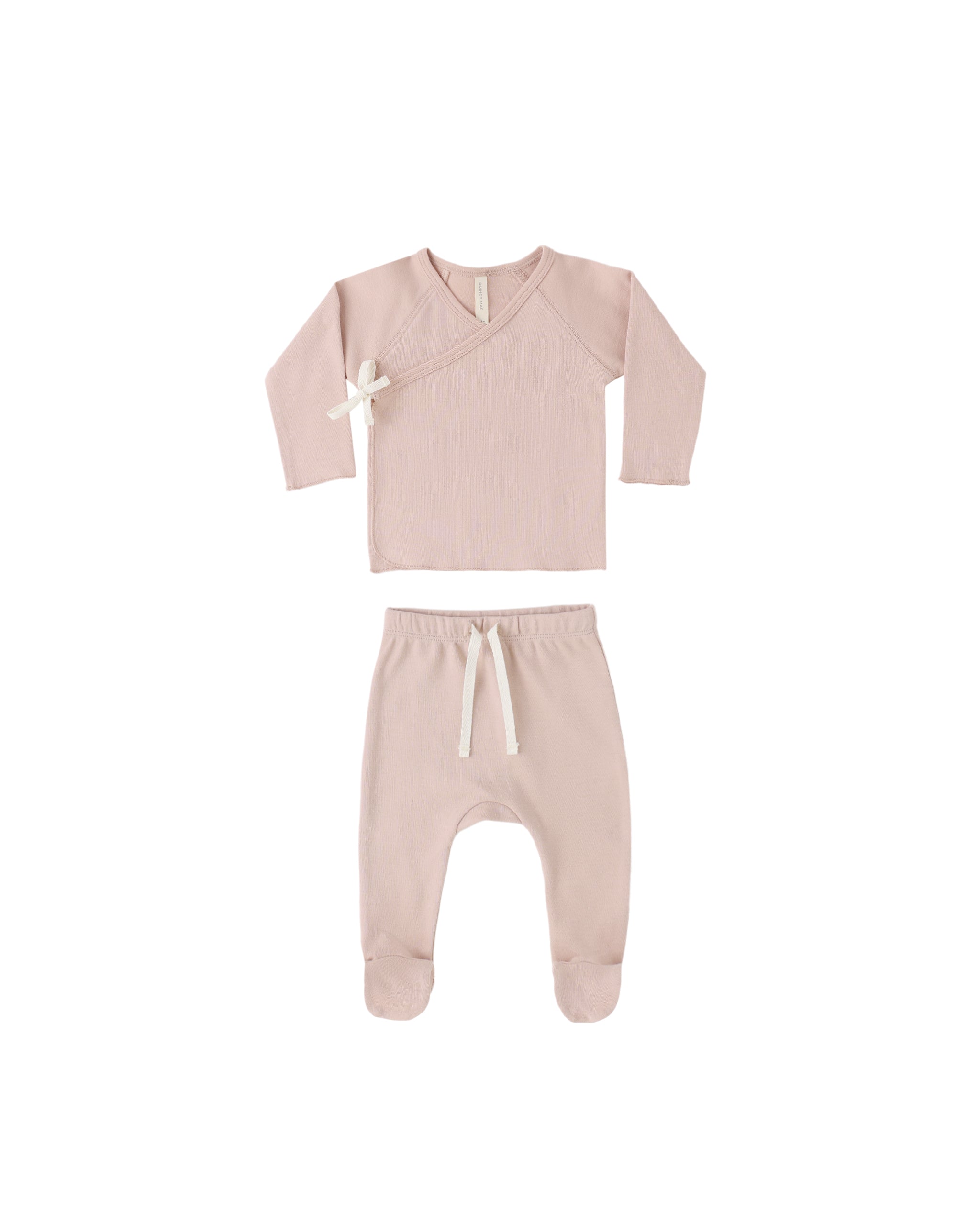 Wrap Top + Footed Pant Set || Blush
