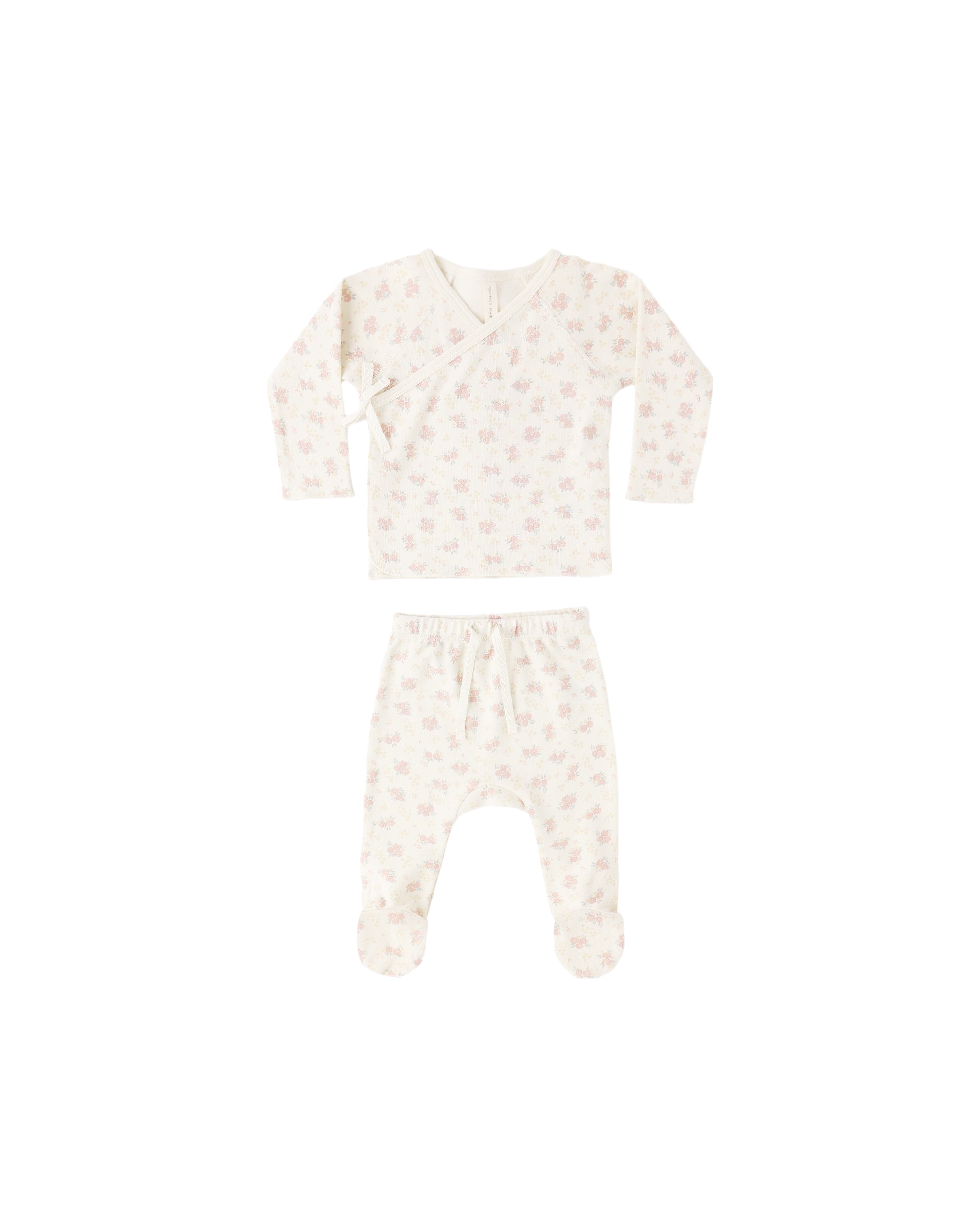 Wrap Top + Footed Pant Set || Flower Field