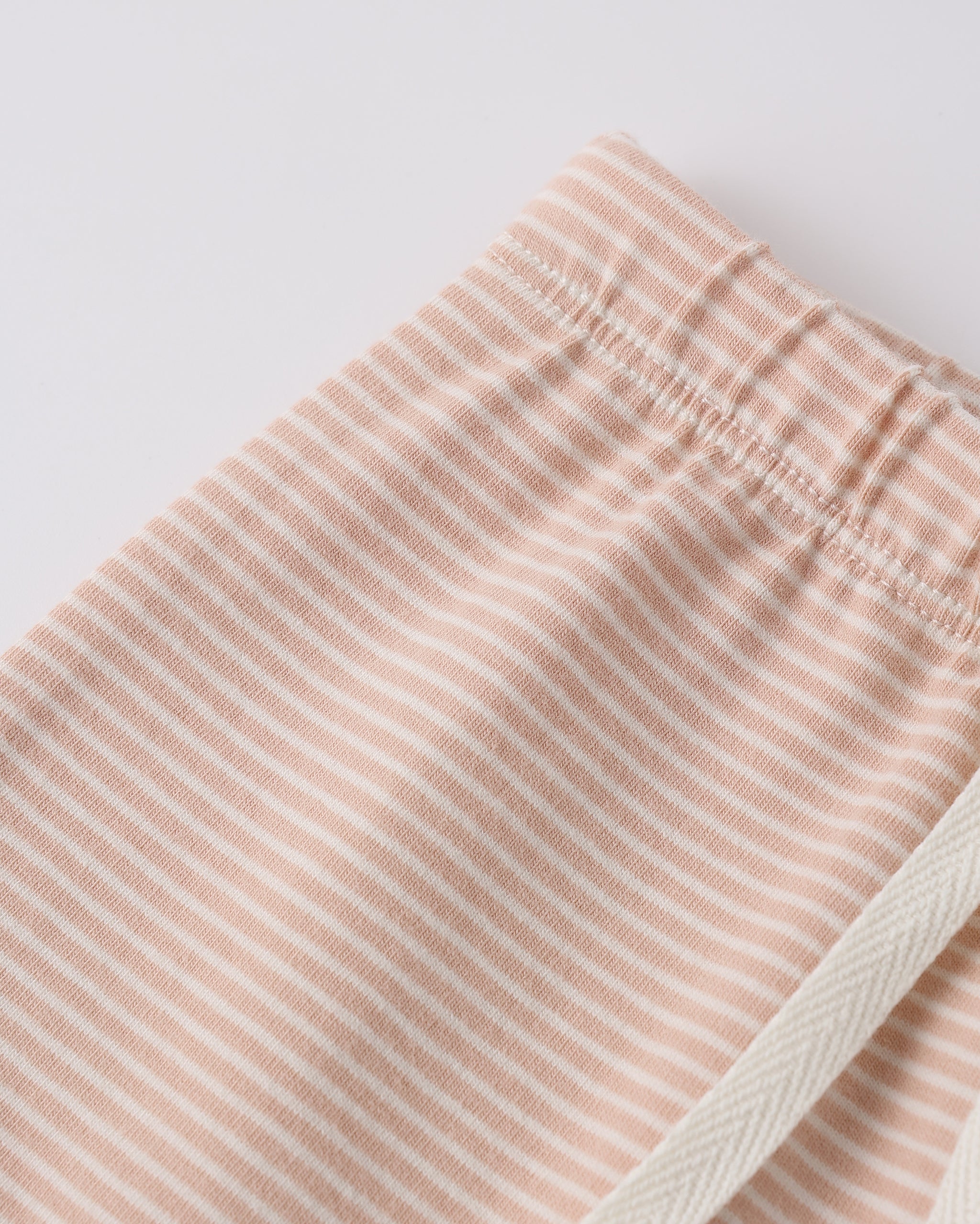 Wrap Top + Footed Pant Set || Melon Micro Stripe