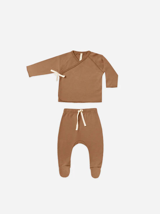 WRAP TOP + FOOTED PANT SET || CINNAMON