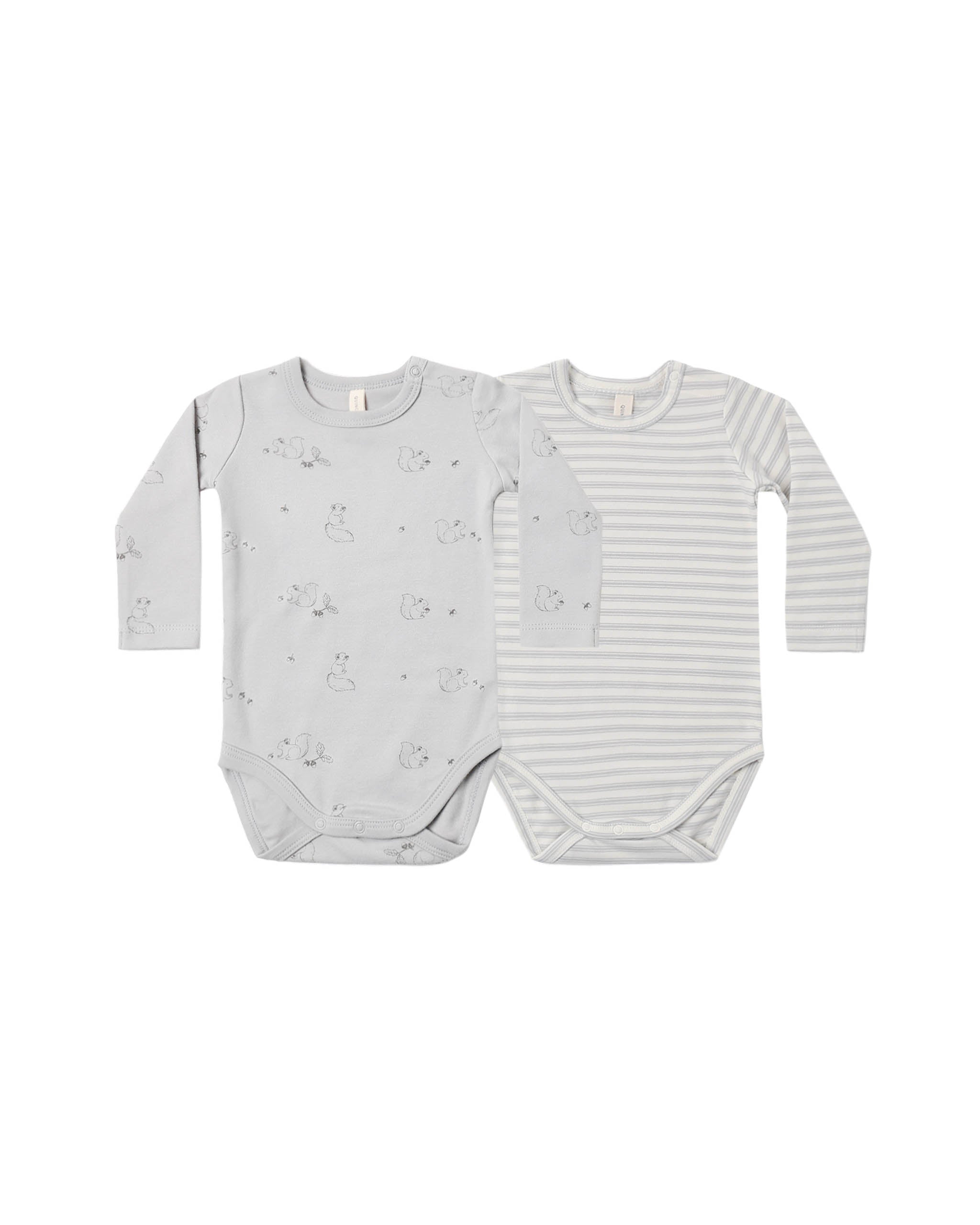 Jersey Bodysuit, 2 Pack Squirrel - Cloud Stripe