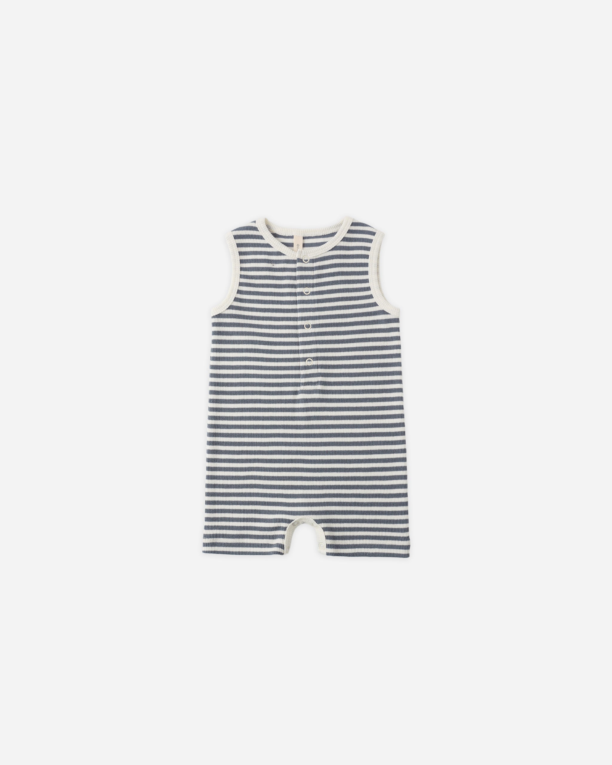 Ribbed Henley Romper || Ocean Stripe