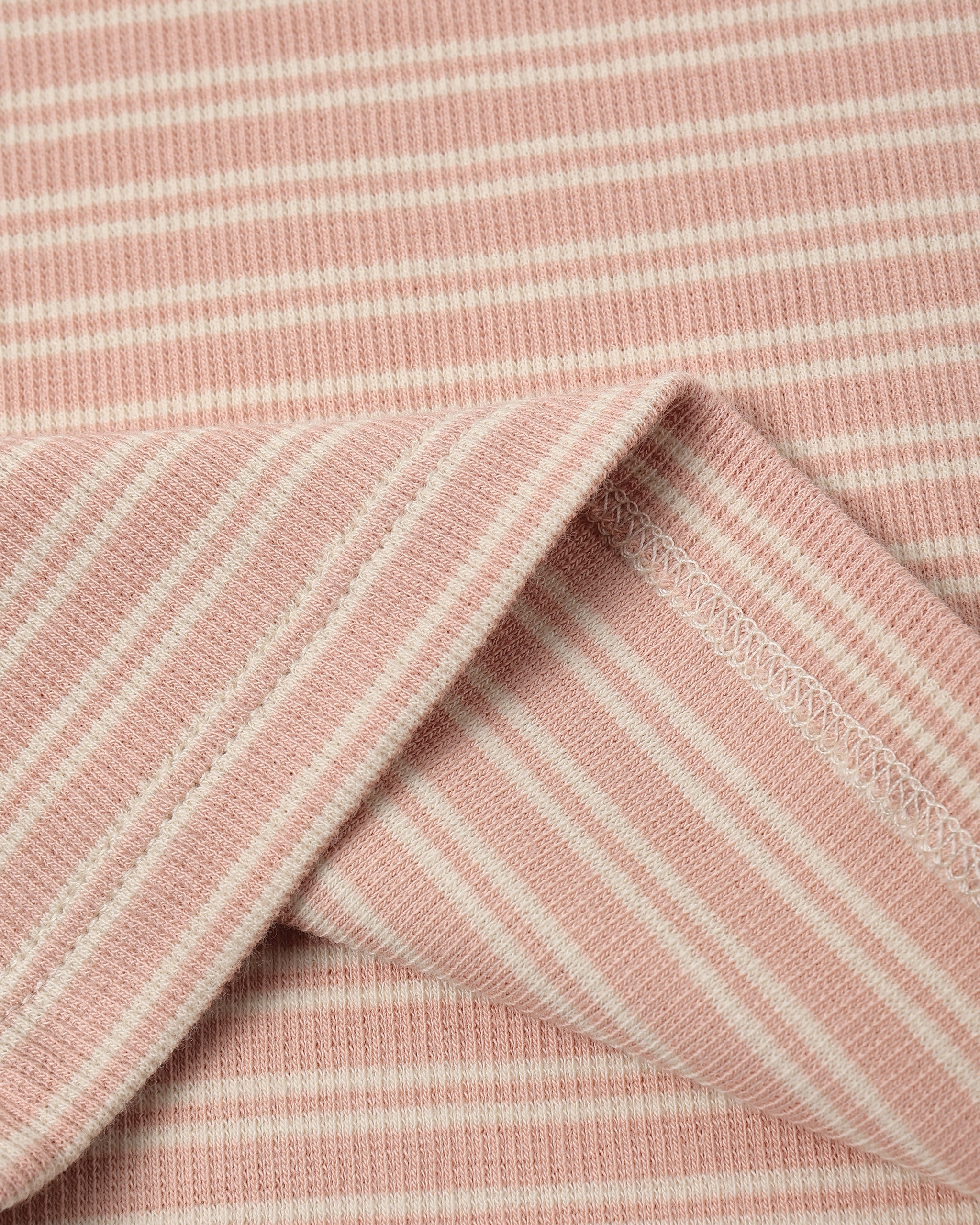 Ribbed Tee + Legging Set - Dusty Rose Microstripe