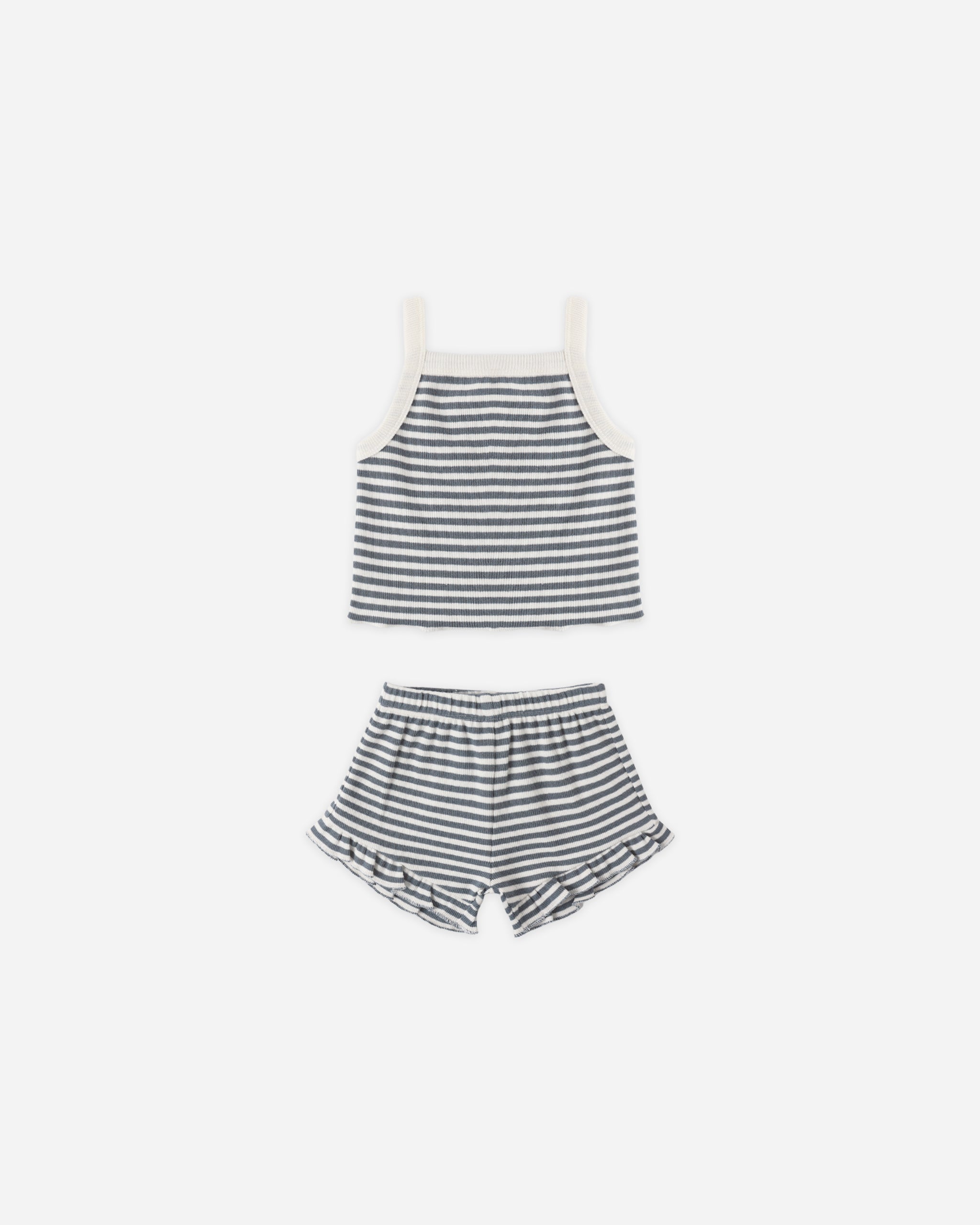 Evie Tank + Shortie Set || Ocean Stripe