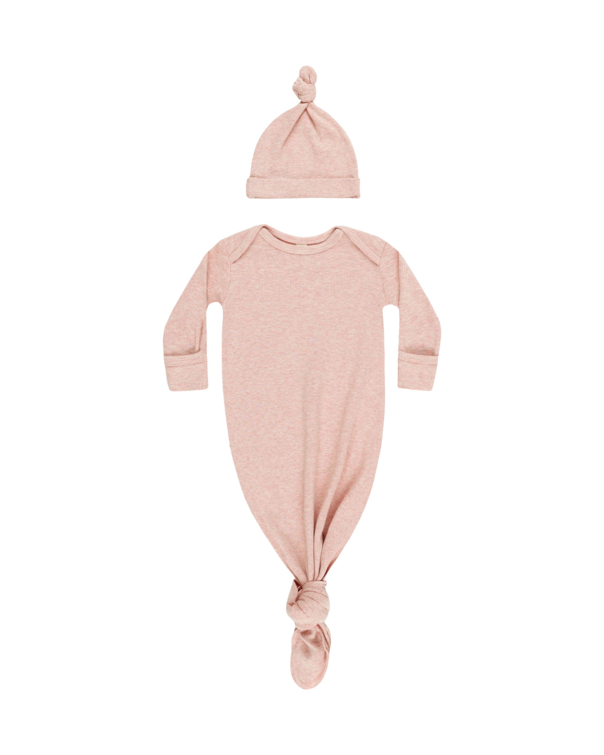 Knotted Baby Gown + Hat || Rose