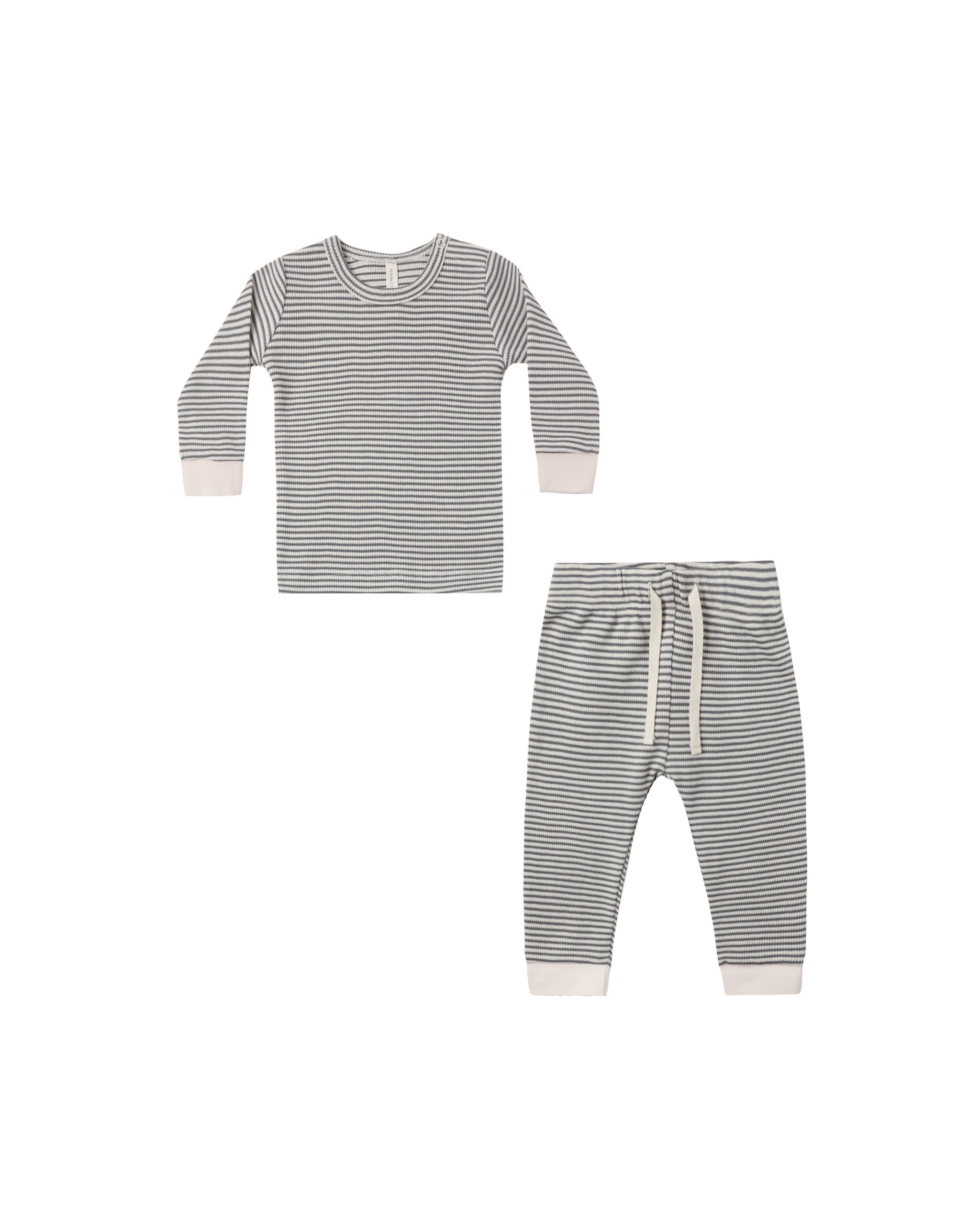 Waffle Top + Pant Set - Midnight Microstripe