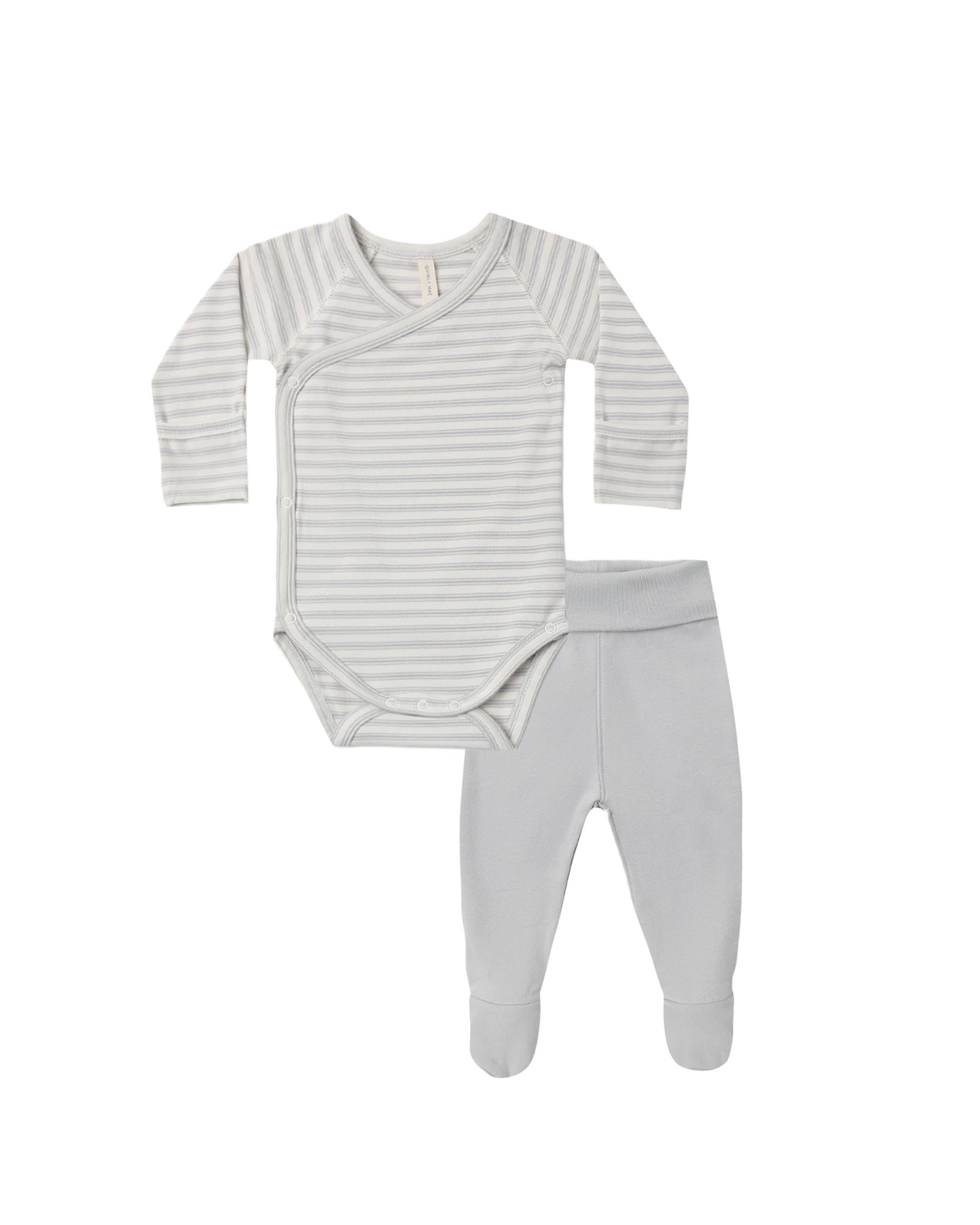 Side Snap Bodysuit + Pant Set - Cloud Stripe
